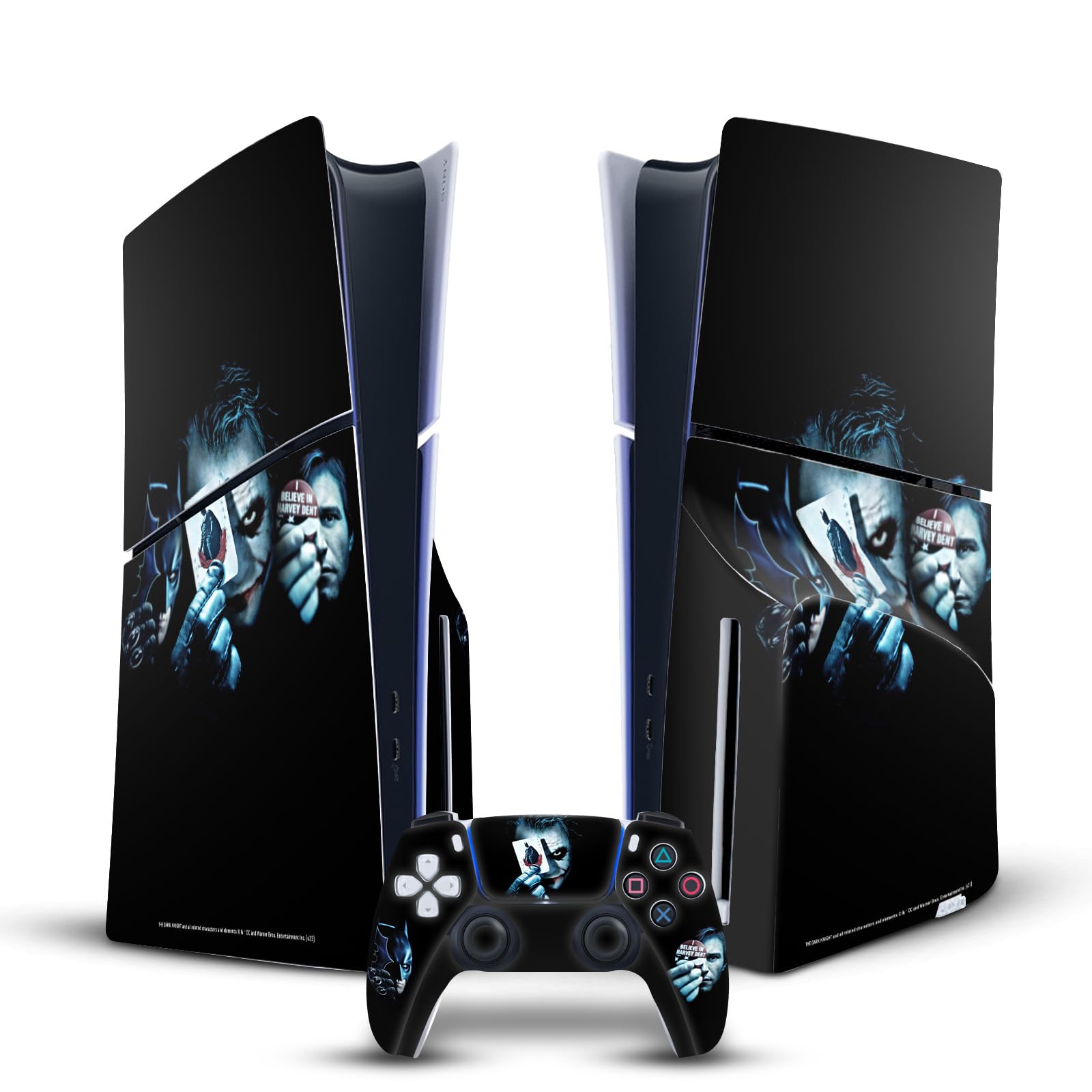 Official The Dark Knight Joker Art Vinyl Skin Sticker for Sony PS5 Slim/PRO Disc Edition Console & DualSense Controller - Gaming Accessories, Protective Decal for Playstation 5 - Perfect for Batman Fans & Gaming Setups