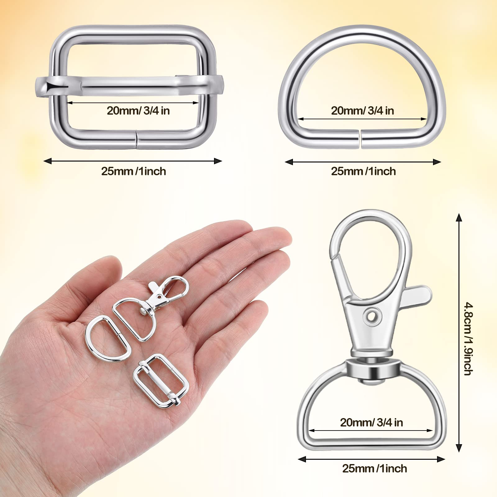 56 Pieces 25mm White D-Rings for Purse & Bag Making - Heavy Duty Buckles for DIY Crafts, Handbags, Backpacks & Leather Projects - Perfect for Sewing, Repair & Fashion Accessories