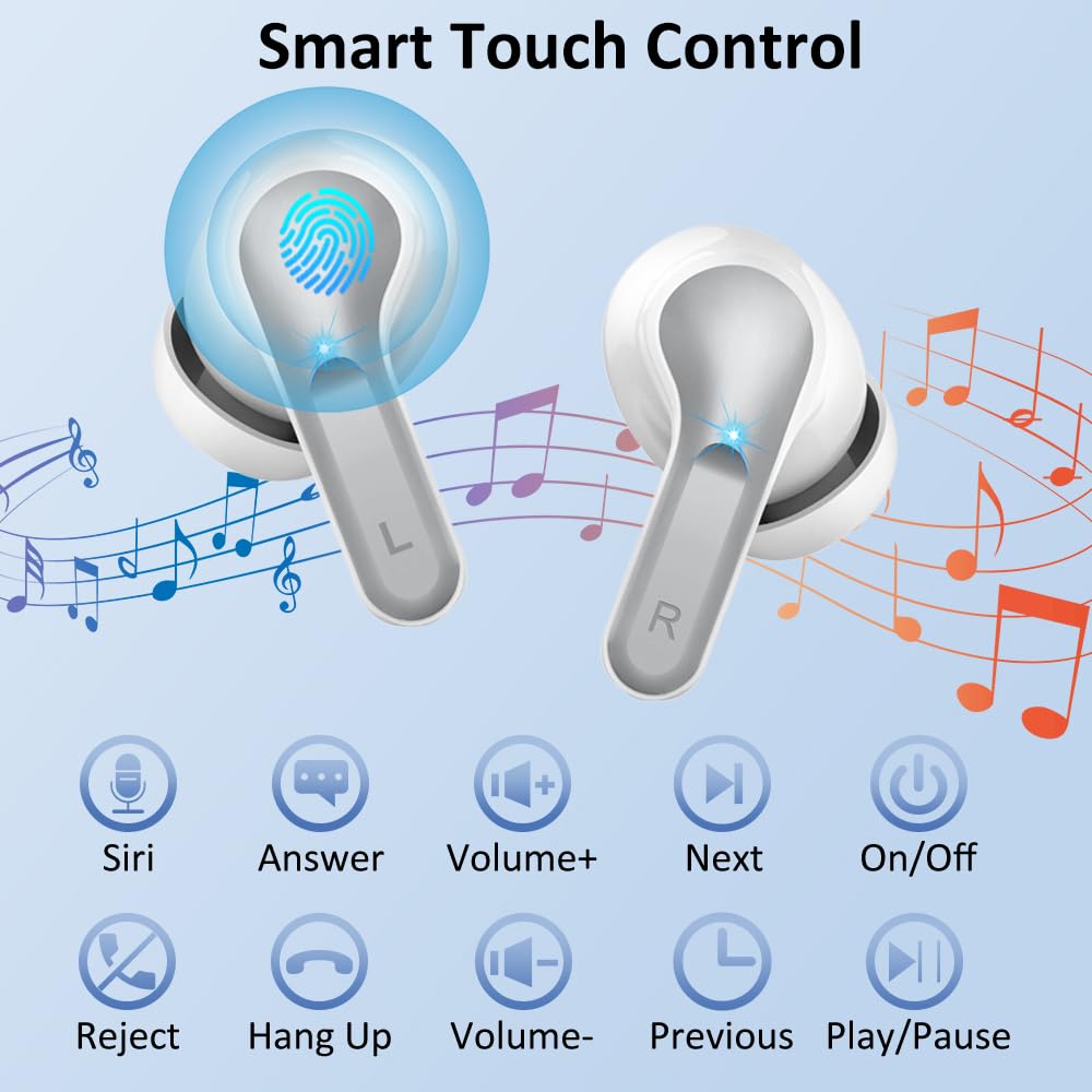Premium Wireless Earbuds Bluetooth 5.3 with 4 ENC Noise Cancelling Mic, HiFi Stereo Deep Bass, 40H Playtime, LED Display, IP7 Waterproof - Perfect for Workouts, Commuting & Travel (Compatible with Android & iOS)