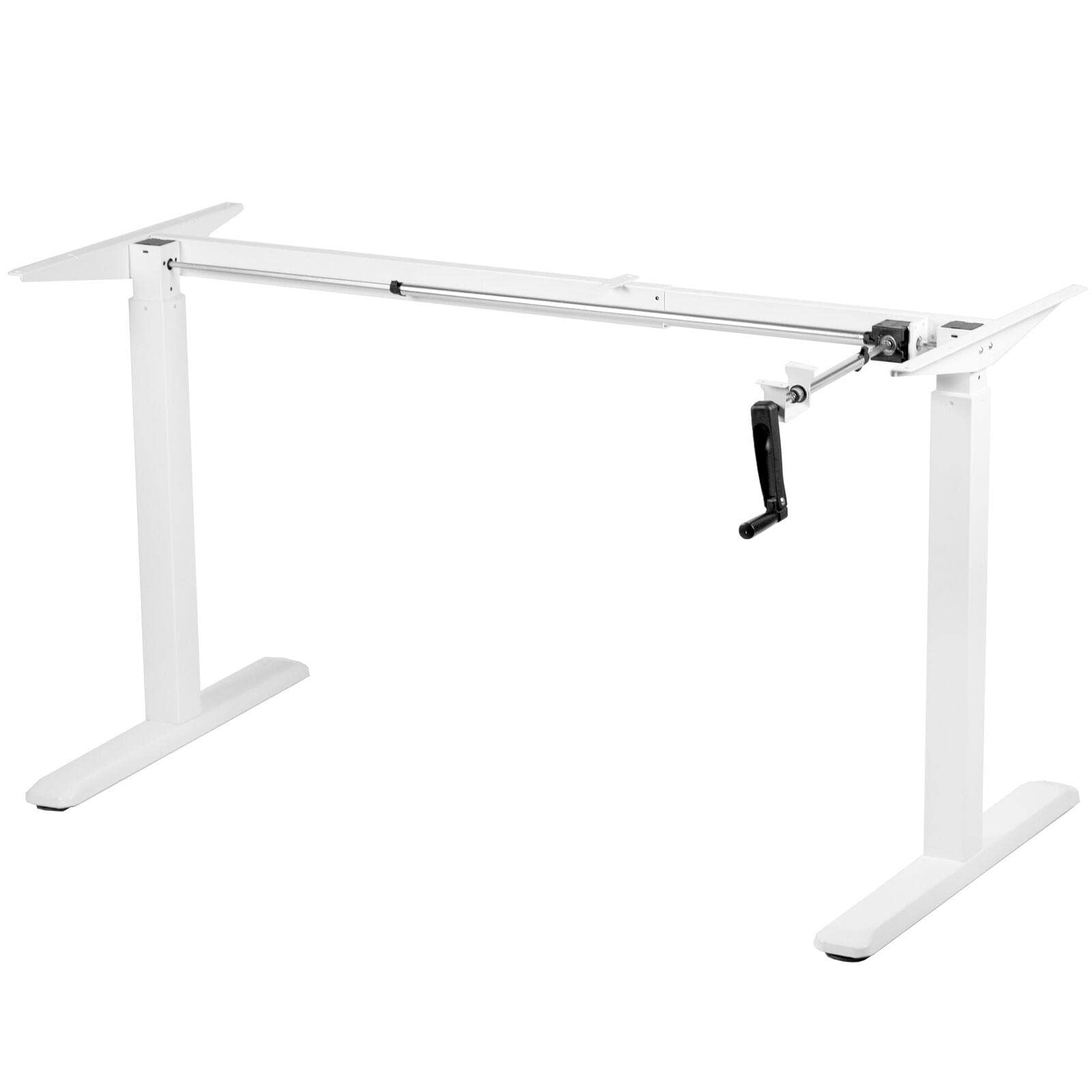 White Manual Height Adjustable Stand Up Desk Frame - Ergonomic Crank System for Home Office, Gaming & Workspace - Perfect for Computer Desks, Standing Desks & Office Furniture