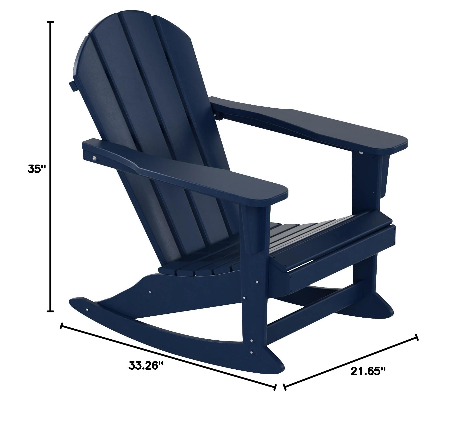 WO Home Furniture 3-Piece Patio Rocking Chair Set - Classic Outdoor Adirondack Rocker Chairs & Table in Navy Blue - Perfect for Backyard, Garden, Porch & Poolside Relaxation