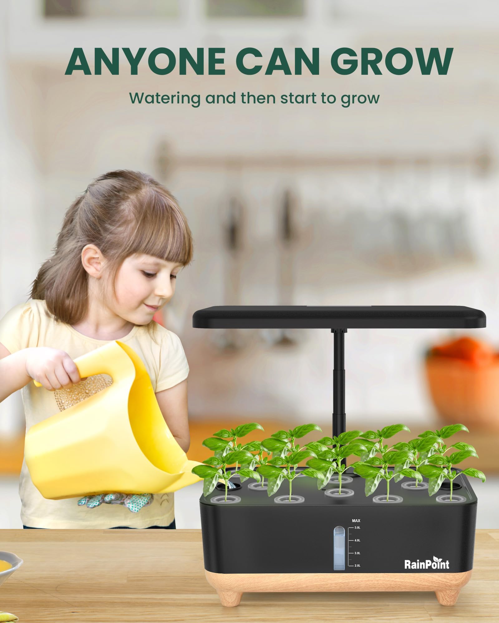 RAINPOINT 13-Pod Indoor Hydroponic Growing System - Smart Herb Garden Kit for Fresh Vegetables, Lettuce & Plants | Perfect for Kitchen, Home Gardening & Urban Farming