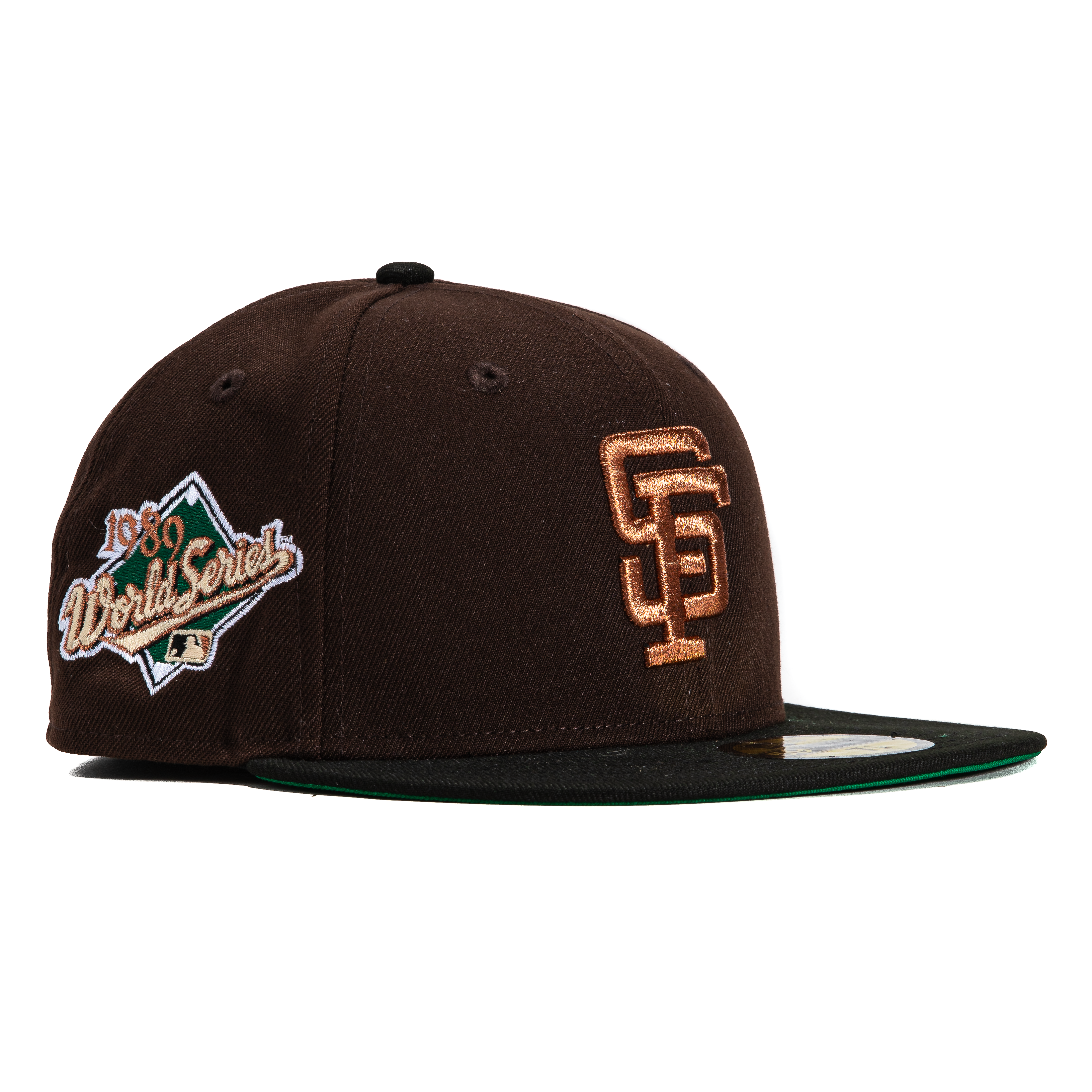 New Era 59Fifty San Francisco Giants 1989 World Series Patch Hat - Brown, Black & Metallic Copper - Vintage Baseball Cap for Men, Sports Fans & Collectors - Perfect for Game Day, Casual Wear & Memorabilia Display