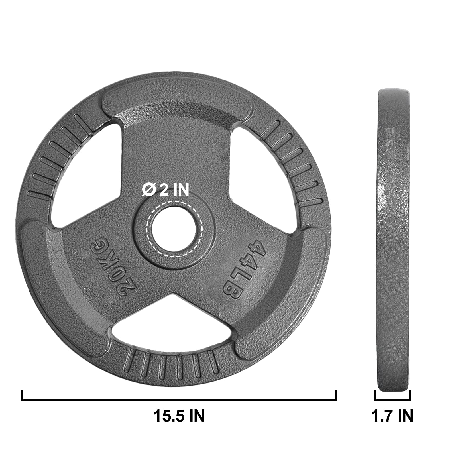 Olympic Cast Iron Weight Plates Set - 10lb to 45lb for Strength Training & Muscle Toning - Fits Standard 2