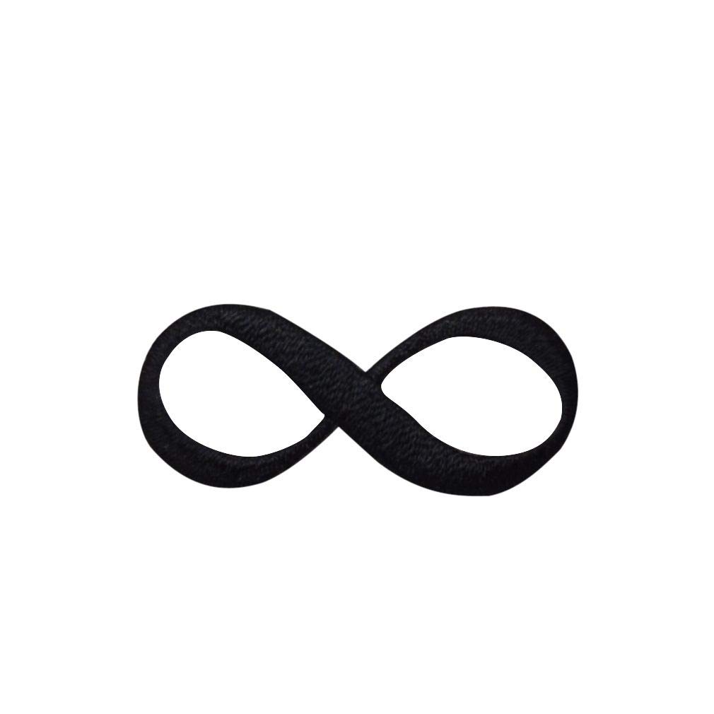 Black Infinity Symbol Embroidered Iron-On Patch for Jackets, Bags & DIY Crafts - Durable & Washable Sew-On Applique