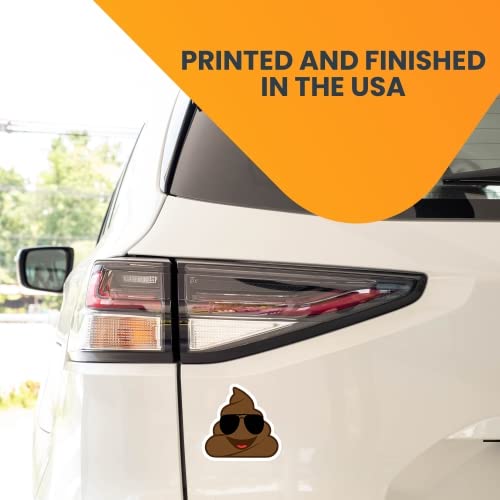 5 Inch Cute Sunglasses Poop Emoticon Magnet Decal - Fun Self-Expression Car Decoration for Truck, SUV & Metal Surfaces | Perfect for Office, Fridge & Locker Humor