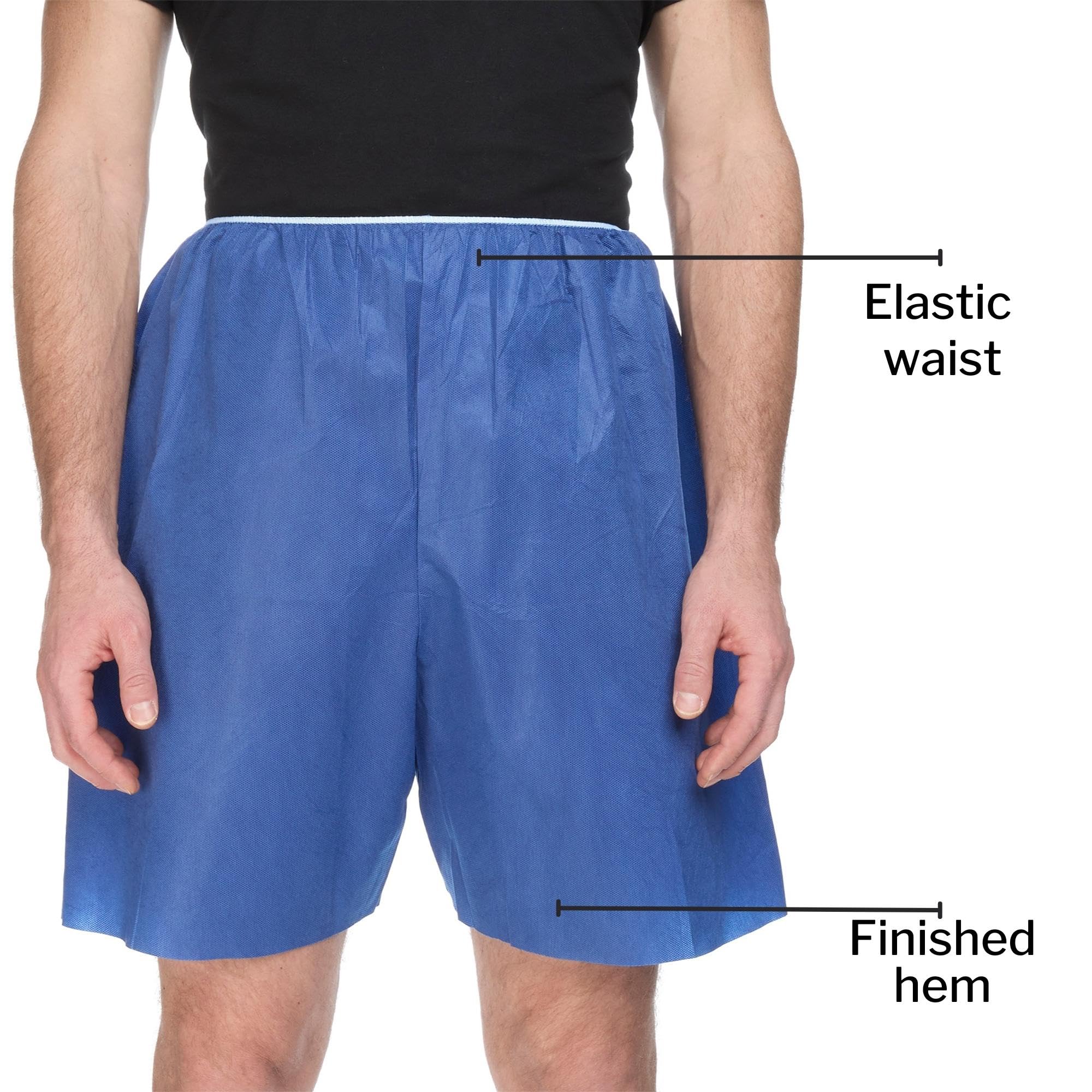 McKesson Disposable Patient Exam Shorts - Non-Woven Blue Medical Shorts with Elastic Waistband (Size Large, 100 Count) - Perfect for Hospitals, Clinics & Medical Checkups