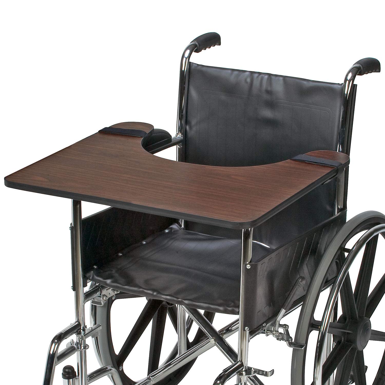 DMI Hardwood Wheelchair Lap Tray - Removable & Adjustable Wheelchair Table Tray for Seniors & Adults - Lightweight & Durable Wheelchair Accessory for Eating, Reading & Working (1 Count)