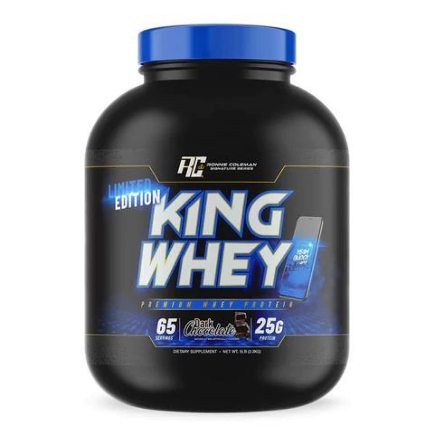 Ronnie Coleman King Whey Protein Powder - Premium Whey Isolate Blend, 5lb Dark Chocolate (Limited Edition) for Muscle Recovery & Post-Workout Nutrition | Bodybuilding & Fitness Supplement