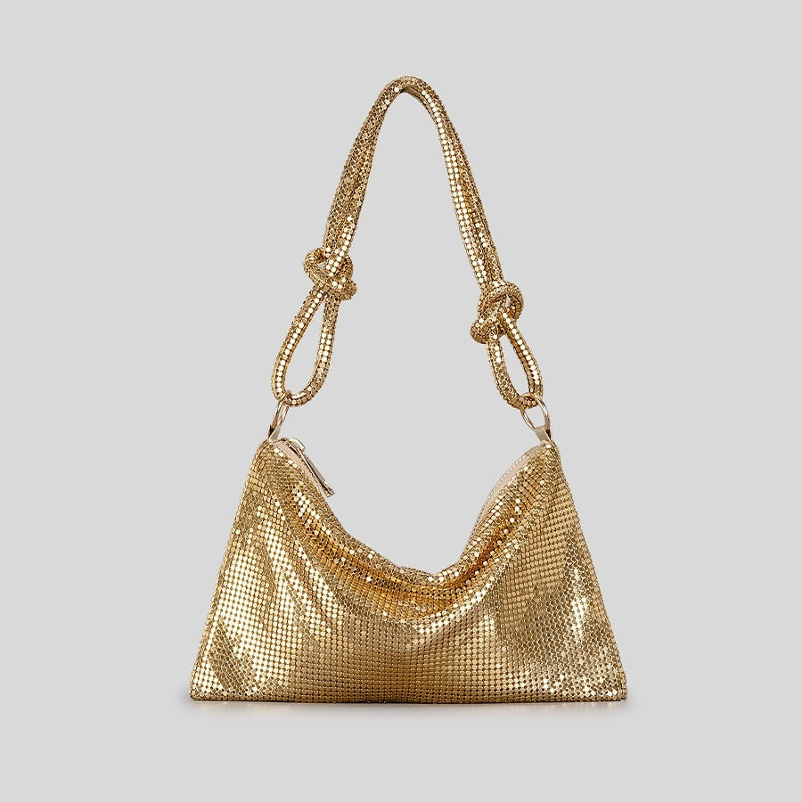 Stylish Aluminum Sheet Underarm Women's Tote Bag with Metal Sequins - Perfect for Work, Travel & Evening Events