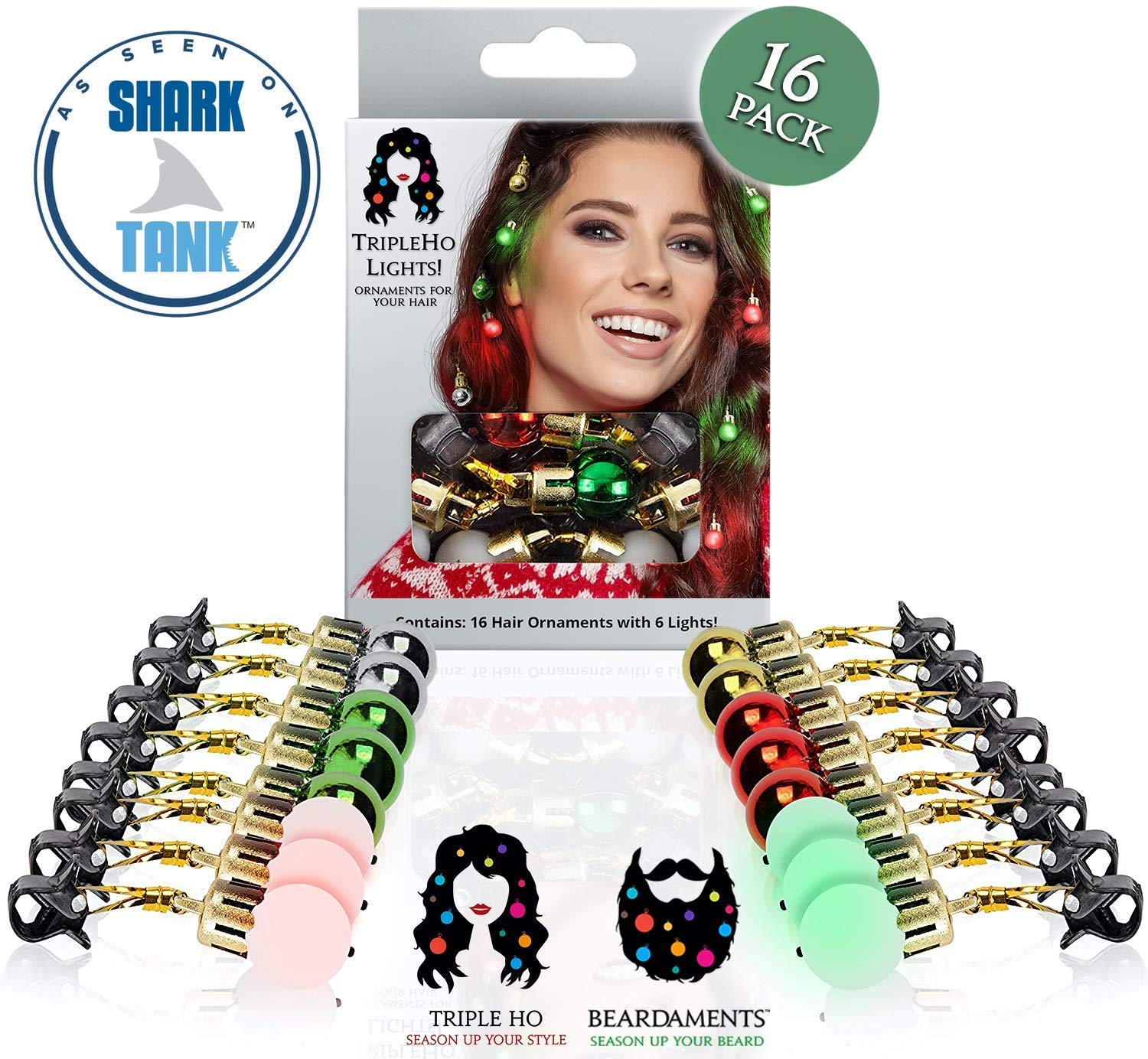 Original 16pc Hair Clip Lights & 4pc Earring Light Set - Glow in The Dark Party Accessories for Raves, Concerts, Festivals & Night Events