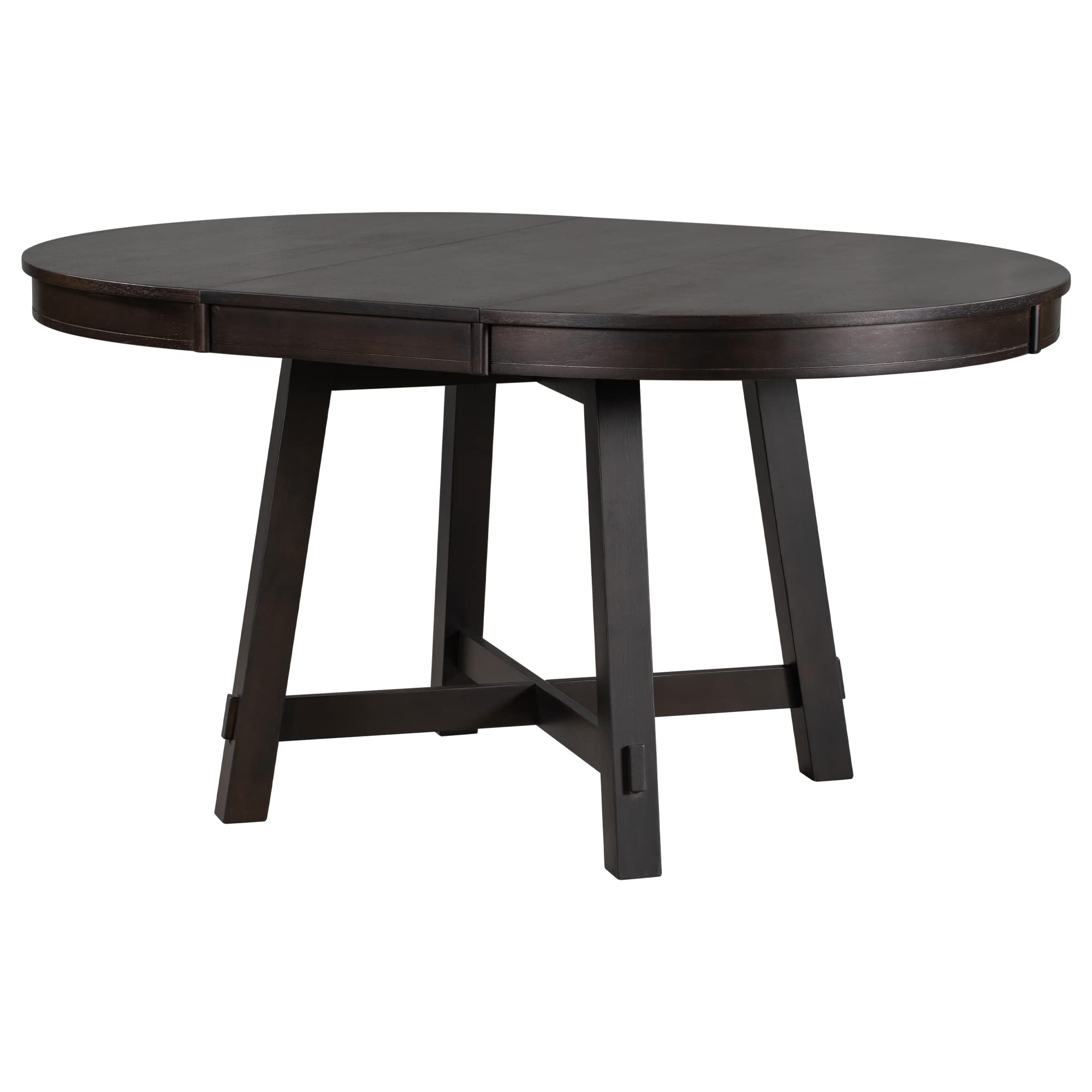 Knocbel Farmhouse Extendable Round Dining Table - Solid Wood Kitchen & Dining Room Table with X-Shaped Base, 300lbs Weight Capacity, Standard Height in Espresso Finish | Perfect for Small Spaces, Family Gatherings & Farmhouse Style Decor