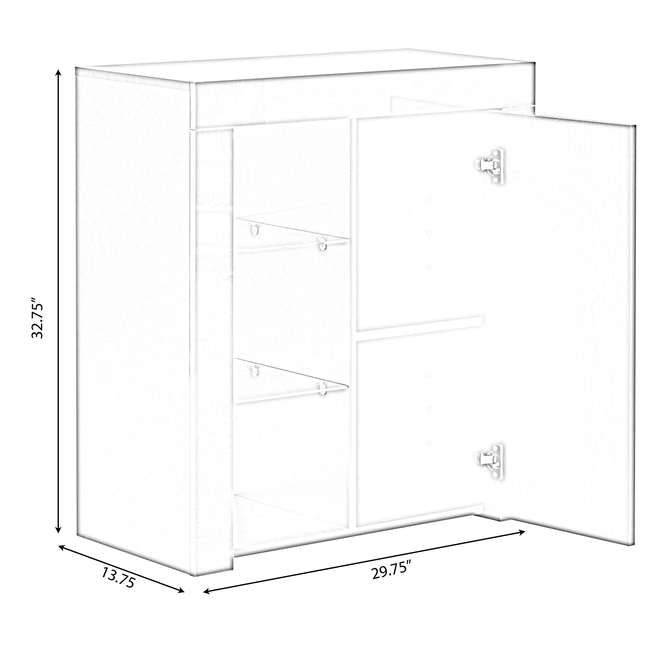 Basicwise White LED Side Storage Cabinet for Office & Living Room - Organize Files, Books & Decor with Style