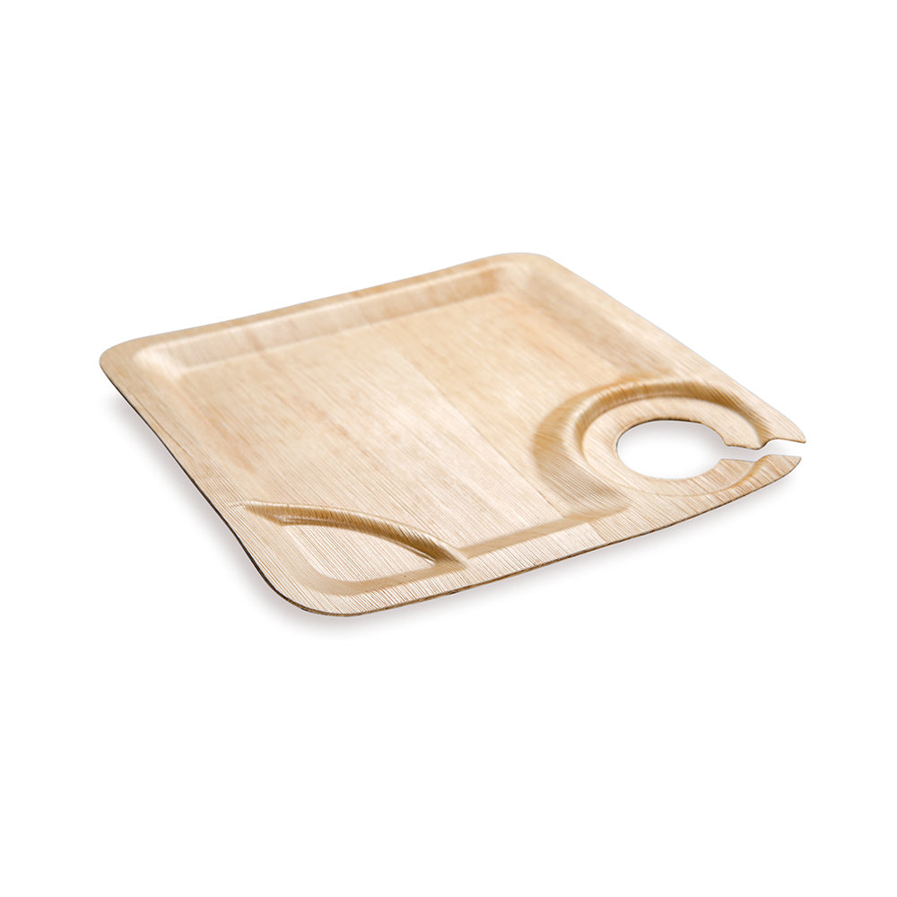 100-Piece Eco-Friendly Bamboo Leaf Plates, Cup Holders & Disposable Flatware Set - Biodegradable 7-Inch Square Dinnerware for Parties, Picnics, and Sustainable Dining