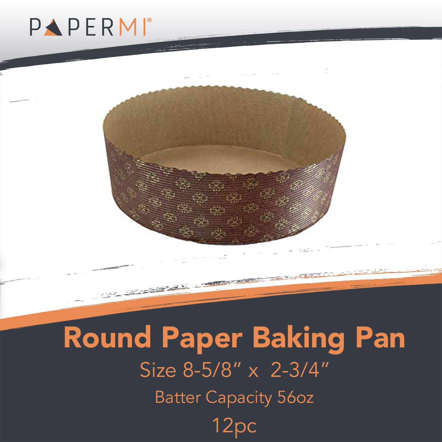 12-Pack Round Paper Baking Pans - 8.6” x 2.75” Disposable Kraft Pie Pans - Nonstick, Oven, Microwave & Freezer Safe - Perfect for Cakes, Pies, Quiches & Pastries - Easy Cleanup & Elegant Presentation