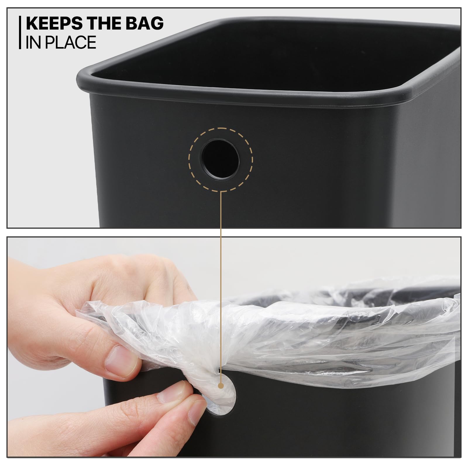 MoNiBloom 40L Dual Compartment Step Trash Can with Soft Close Lid - Fingerprint Proof Foot Pedal & Removable Inner Buckets for Kitchen, Bathroom, Bedroom, Office - Perfect for Waste Sorting & Odor Control in Home & Dorm Rooms