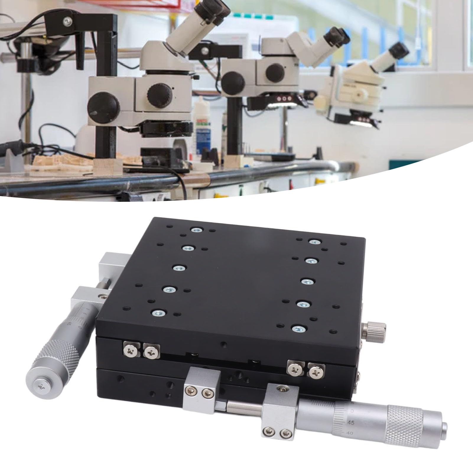 High Precision XY Linear Stage - Aluminum Alloy Optical Positioning Table with Linear Roller Bearings | Smooth Sliding & Trimming Platform for Laser Engraving, Microscope Alignment & CNC Machining