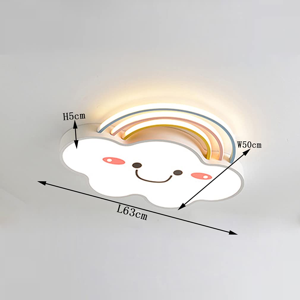 Dimmable LED Ceiling Light for Kids Room - Modern Rainbow Clouds Design Cartoon Pendant Lamp with Remote Control - Perfect for Boys/Girls Bedroom, Nursery, Kindergarten & Dining Room Decor - Energy Efficient Lighting for Playtime, Study & Relaxation