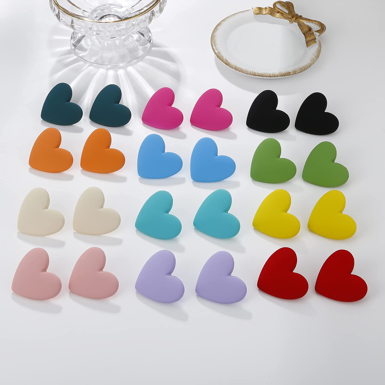 Candy Color Heart Acrylic Earrings for Women - Large Lightweight Dangle Drop Earrings - Perfect for Valentine's Day, Date Night & Party Accessories