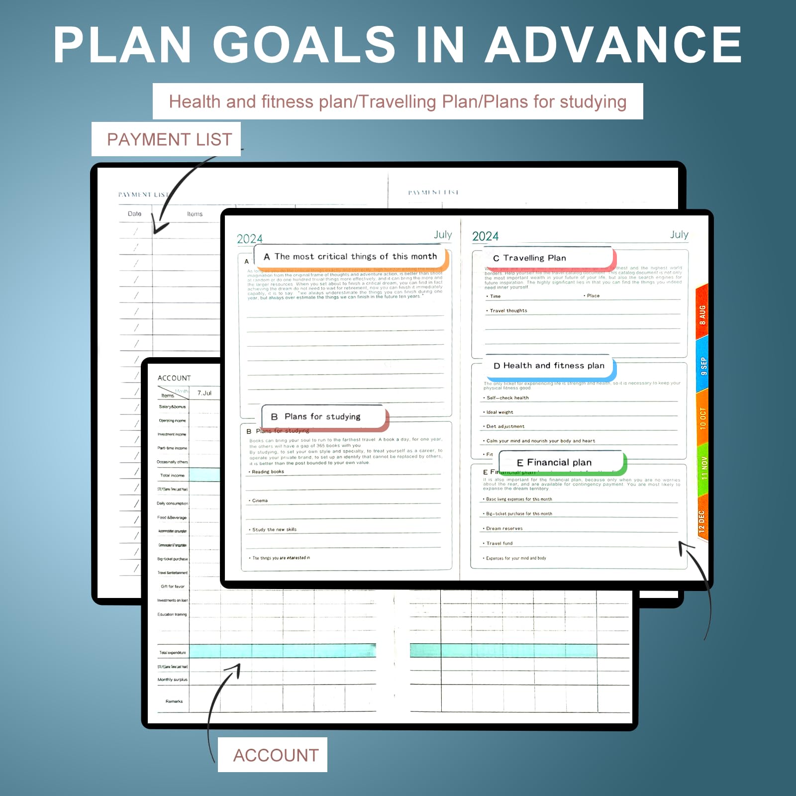 2024-2025 Academic Planner - A5 Daily Diary with Monthly Tabs, Hardback Cover, Pen Holder & Back Pocket | Perfect for Students, Teachers & Professionals | July 2024-June 2025 School Year Organizer for Note Taking, Goal Setting & Time Management