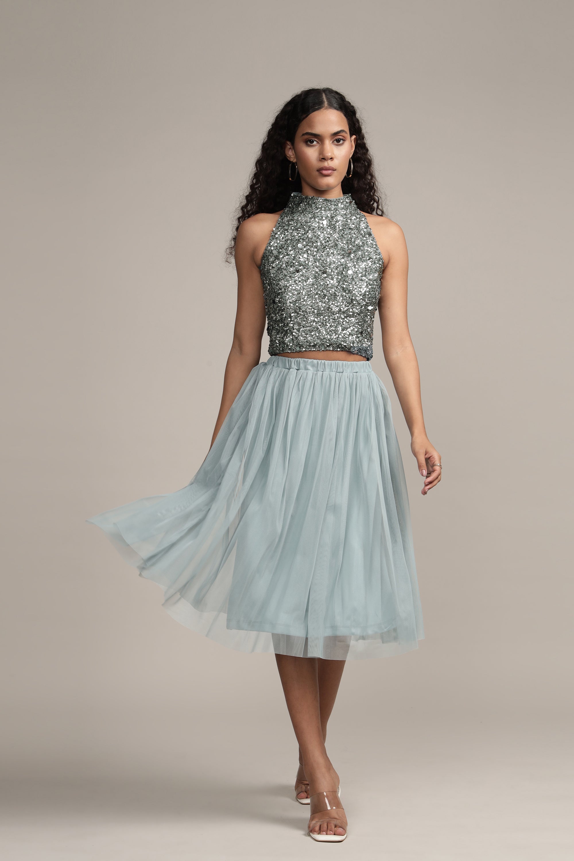 Stylish Gui Picasso Teal Sequin Top for Women | Elegant Party Blouse with Sparkling Sequins | Perfect for Night Out, Club Wear & Special Occasions