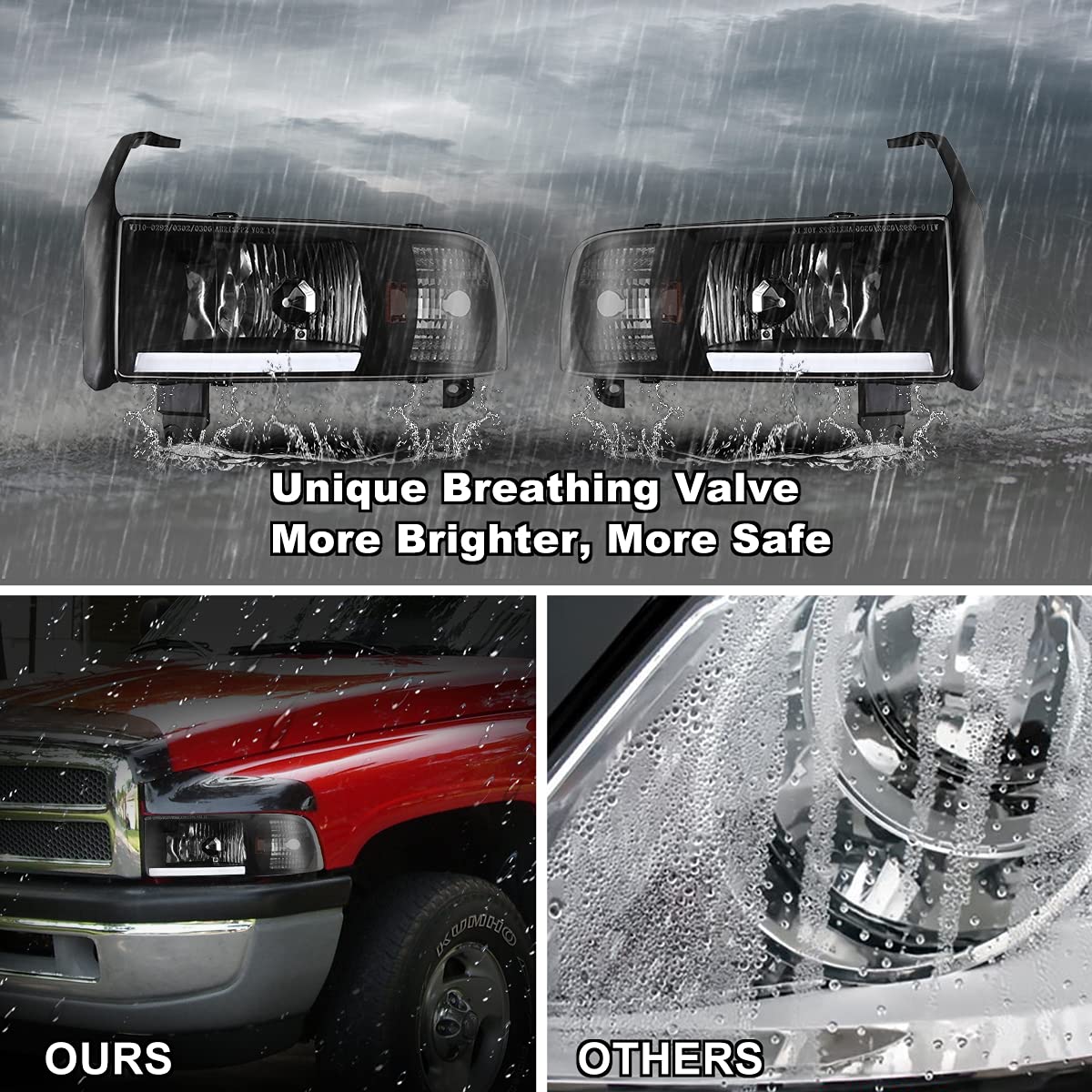 Nixon Offroad LED Headlights Assembly for 1994-2001 Dodge Ram 1500 2500 3500 & 1995-2002 Ram 4000 - LED DRL, Reflector, Dual Beam Headlamps - Driver & Passenger Side (Chrome) - Perfect for Off-Roading, Night Driving & Truck Upgrades