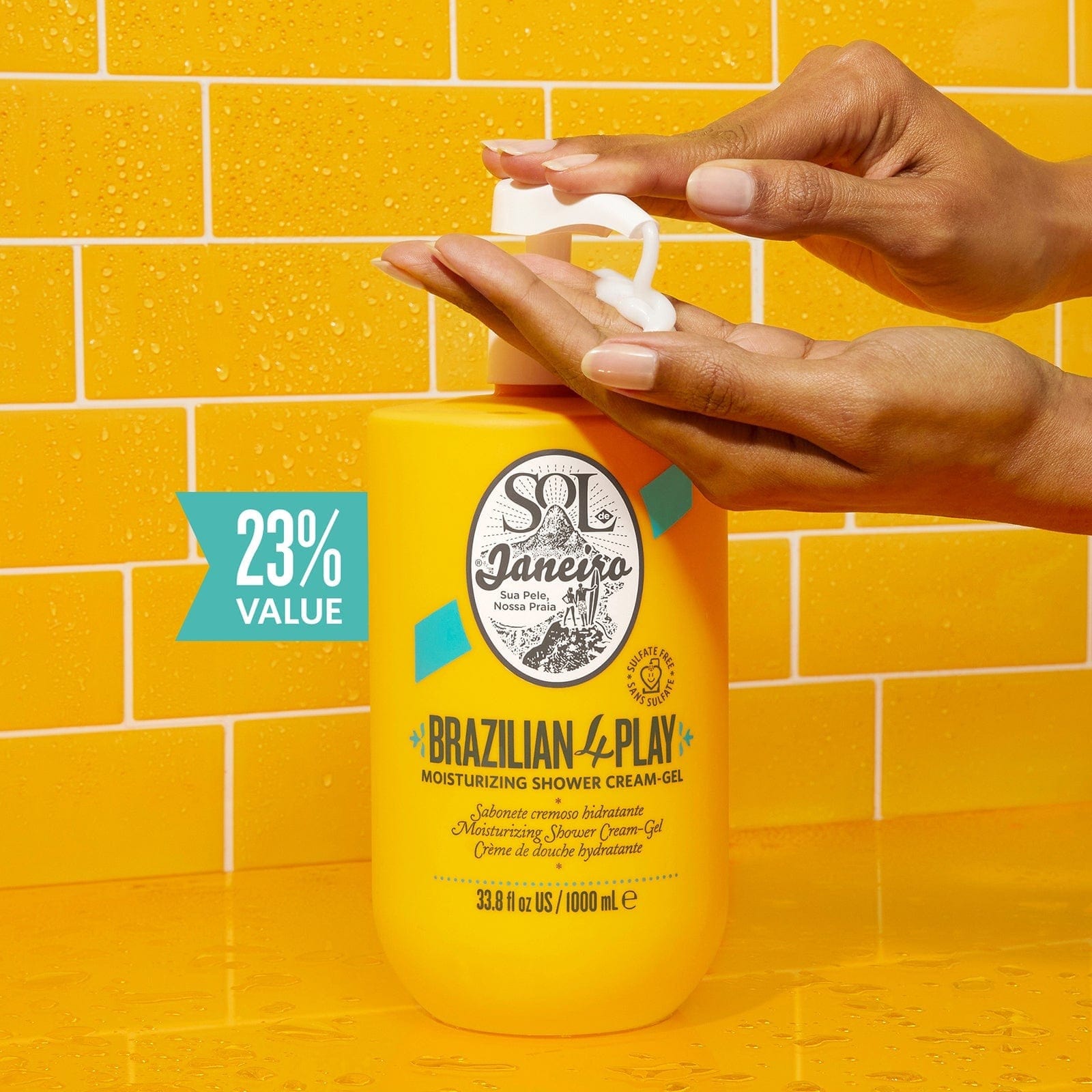 Brazilian Play Moisturizing Shower Cream Gel - 33.8oz (1 Liter) Hydrating Body Wash for Soft, Smooth Skin | Perfect for Dry Skin & Daily Shower Routine
