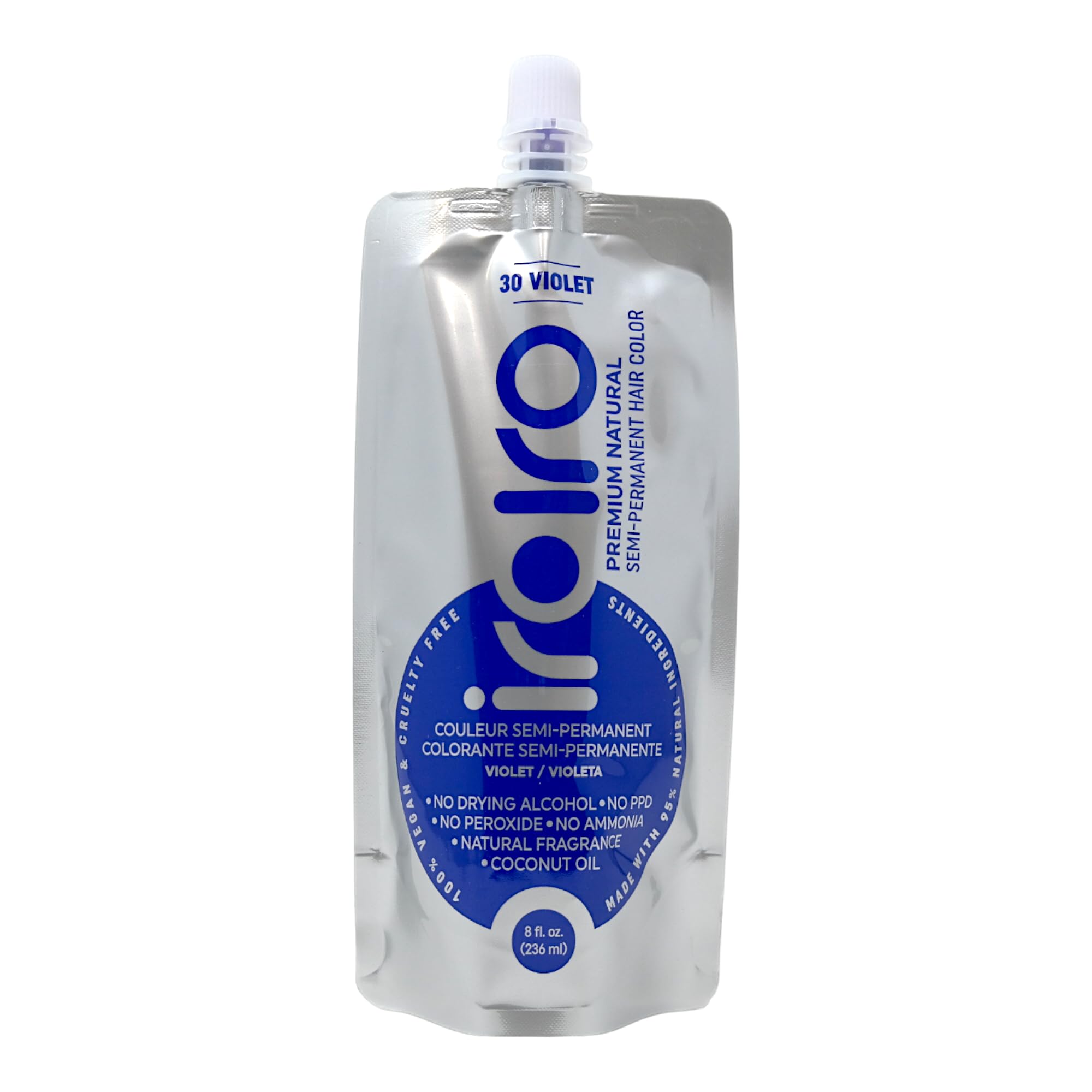 IROIRO Premium Natural Semi-Permanent Hair Color 30 VIOLET (8oz) - Vegan, Ammonia-Free Hair Dye for Vibrant Purple Tones - Perfect for DIY Hair Coloring at Home & Creative Styling
