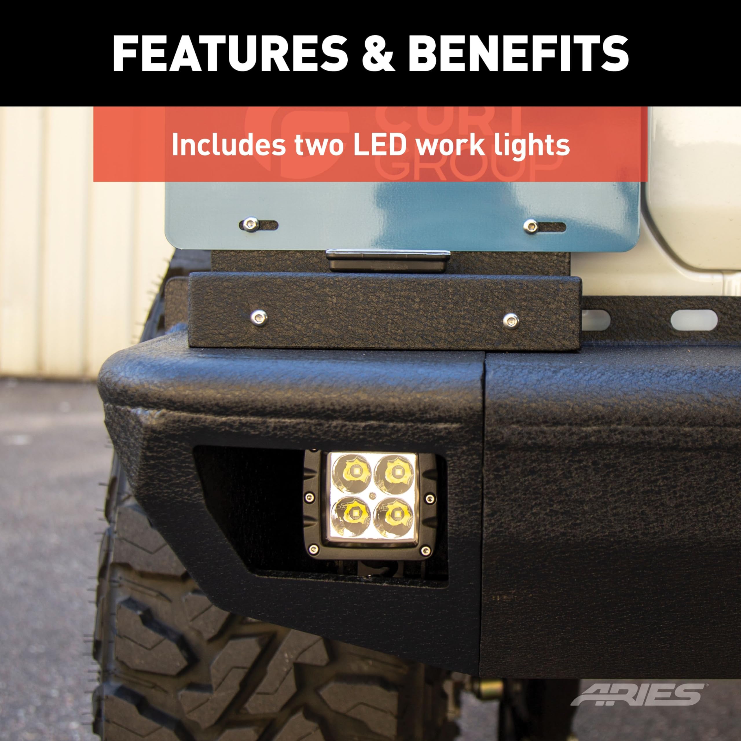 ARIES 2082081 TrailChaser Black Steel Rear Bumper with LED Lights for Jeep Wrangler JL (2018-2023) | Heavy Duty Off-Road Protection | Perfect for Rock Crawling & Overlanding Adventures