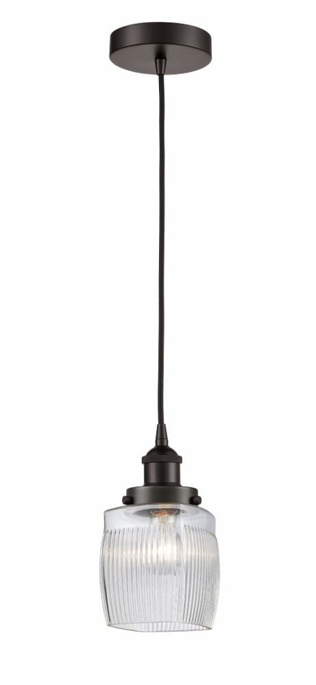Colton Traditional Style 1-Light Mini Pendant Light Fixture - 8.5 Inch Height, 5.5 Inch Width - Oil Rubbed Bronze Finish - Incandescent Bulb Compatible - Perfect for Kitchen Island, Dining Room, or Entryway Lighting