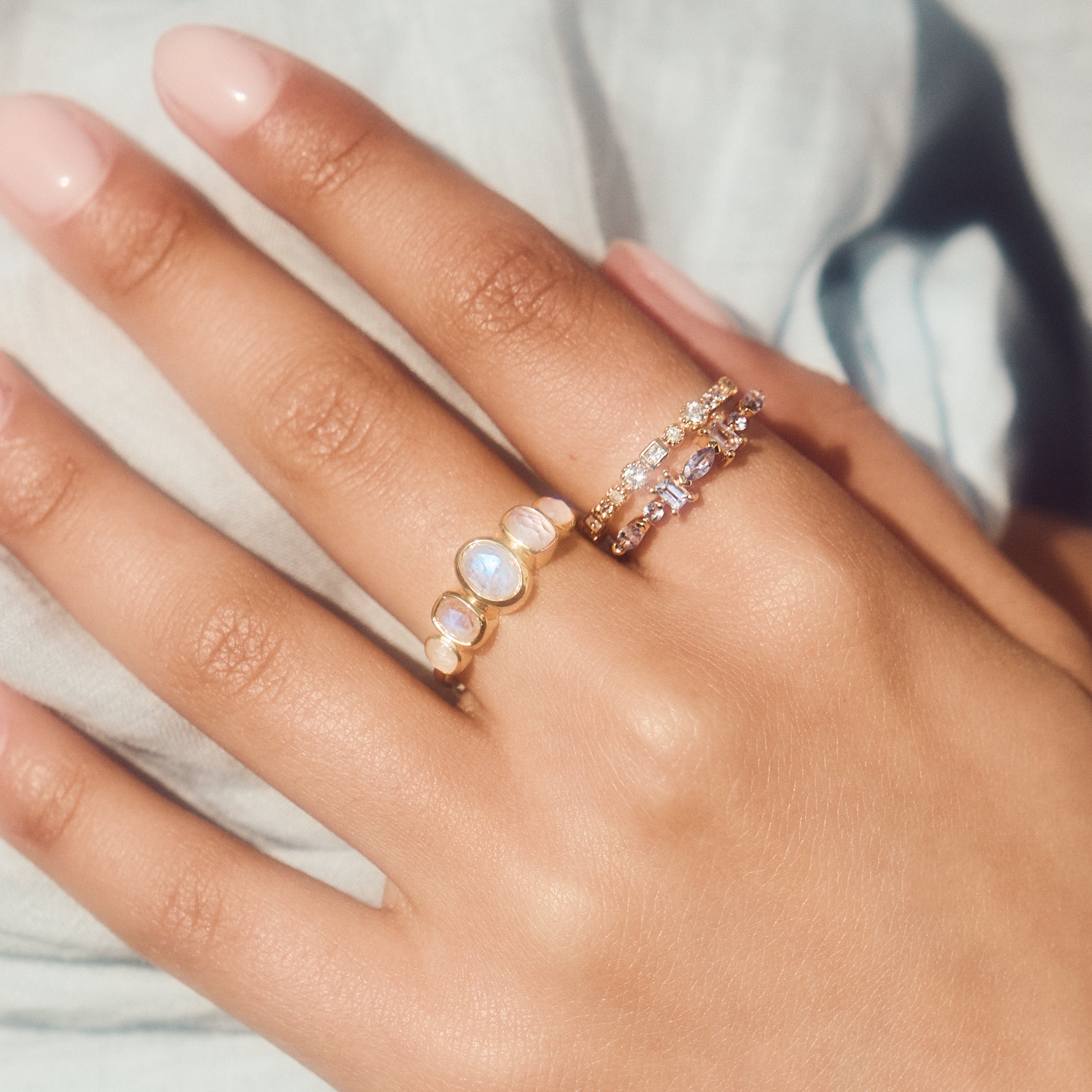 Noa Moonstone Ring for Women - Genuine Sterling Silver Adjustable Boho Jewelry - Perfect for Everyday Wear, Gift Giving & Spiritual Healing