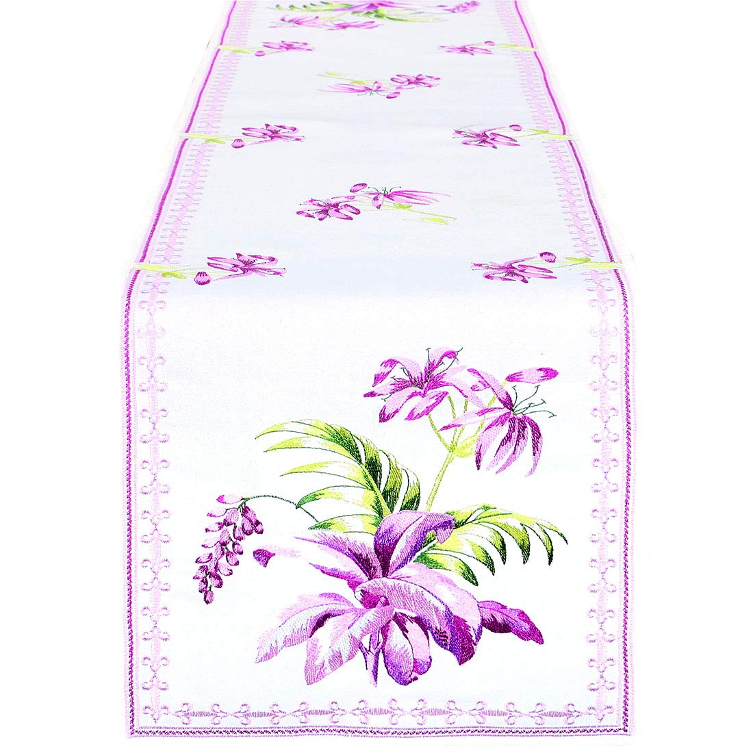 Simhomsen Floral Table Runner - Purple Calla Lily Embroidery for Easter, Spring & Weddings