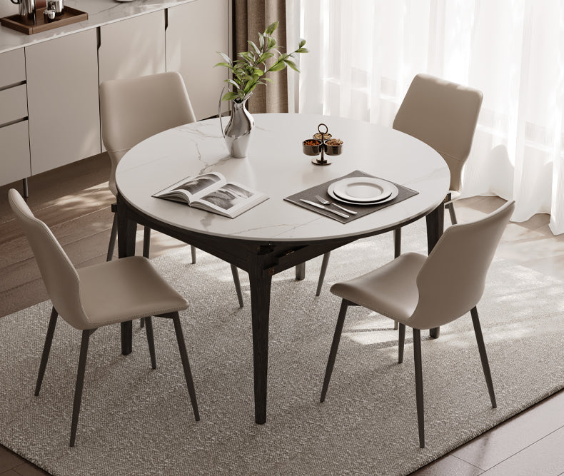 Solid Oak Wood Folding Dining Table - Light Luxury Rock Slab Design for Small Spaces, Apartments & Outdoor Dining | Durable & Stylish Home Furniture