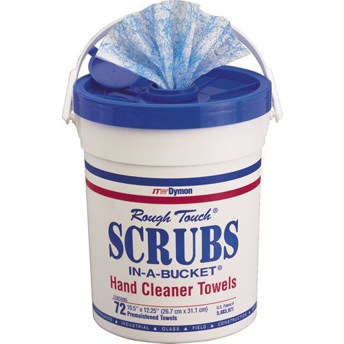 SCRUBS - In-a-Bucket Hand Cleaner Towels, 72 Count | Heavy-Duty Cleaning Wipes for Mechanics, Gardeners & DIY Projects | Industrial Strength Hand Towels for Garage, Workshop & Outdoor Use