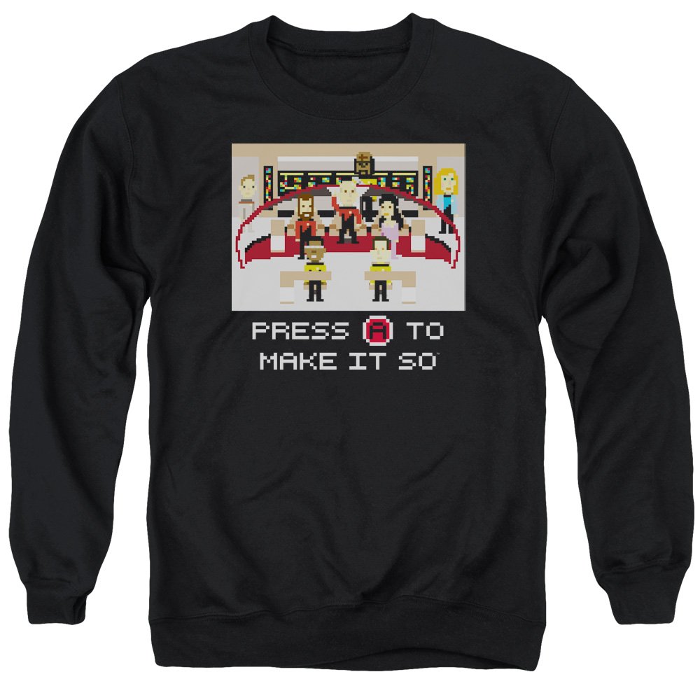 Star Trek 'Make It So' Pixel Art Unisex Crewneck Sweatshirt for Men & Women | Sci-Fi TV Show Merchandise | Perfect for Cosplay, Conventions & Everyday Fandom Wear