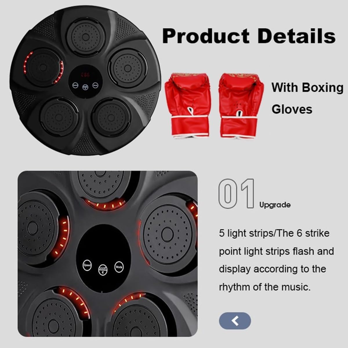 Electronic Music Boxing Machine for Kids & Adults - Wall Mounted Bluetooth Punching Bag for Stress Relief & Boxing Training - White Adult Version - Perfect for Home Gym, Office Stress Relief & Fitness Workouts
