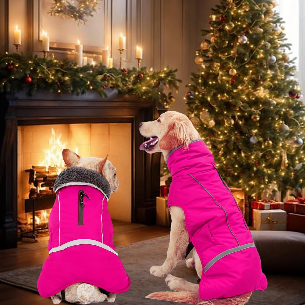 **Doglay Waterproof Dog Coat - Reflective Winter Jacket with Warm Fleece Lining & Thick Furry Collar for Small, Medium, Large Dogs - Ideal for Cold Weather, Snow & Outdoor Adventures**