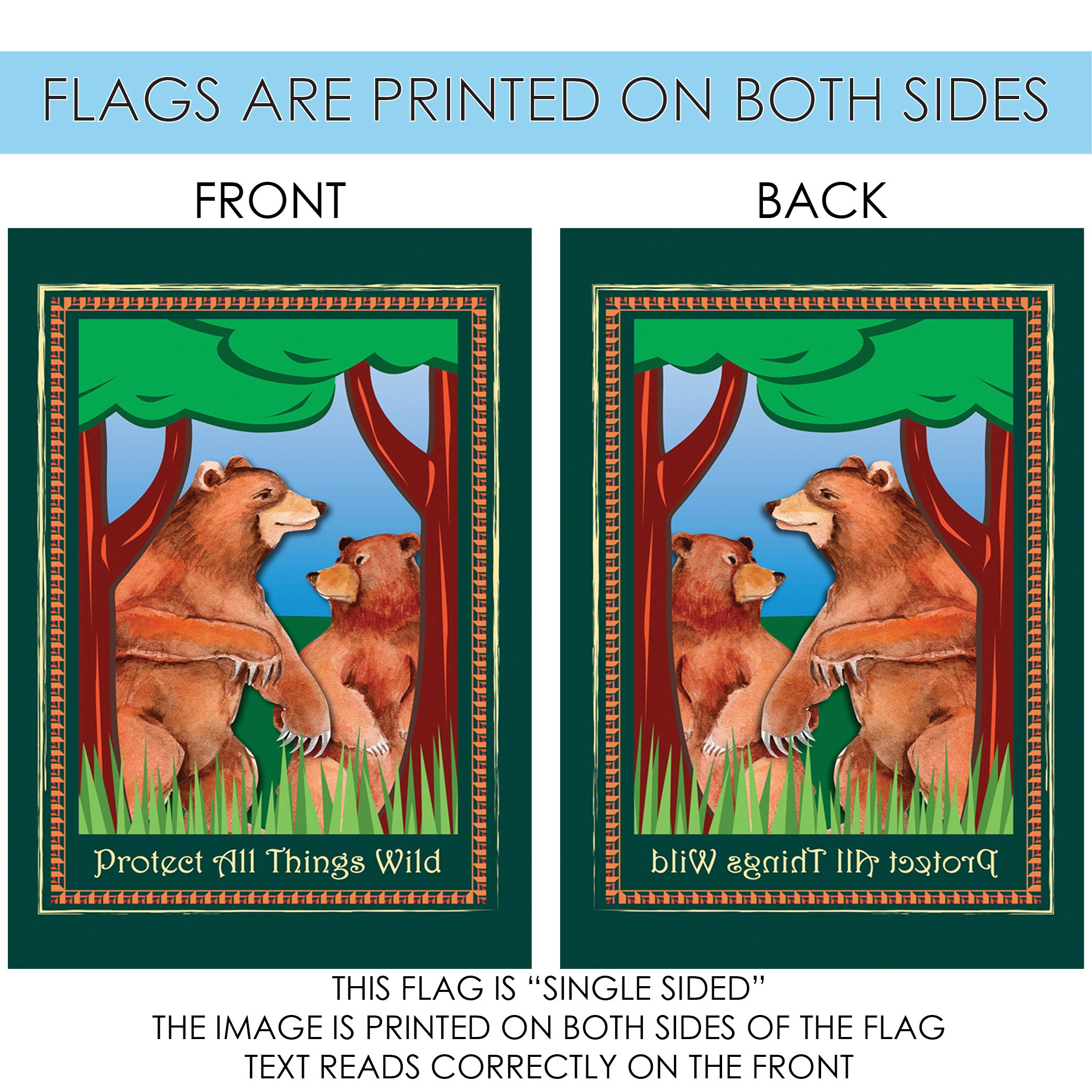 Toland Home Garden 28 x 40 Inch Decorative House Flag - Protect Bears Design - Perfect for Outdoor Decoration, Seasonal Display & Wildlife Support