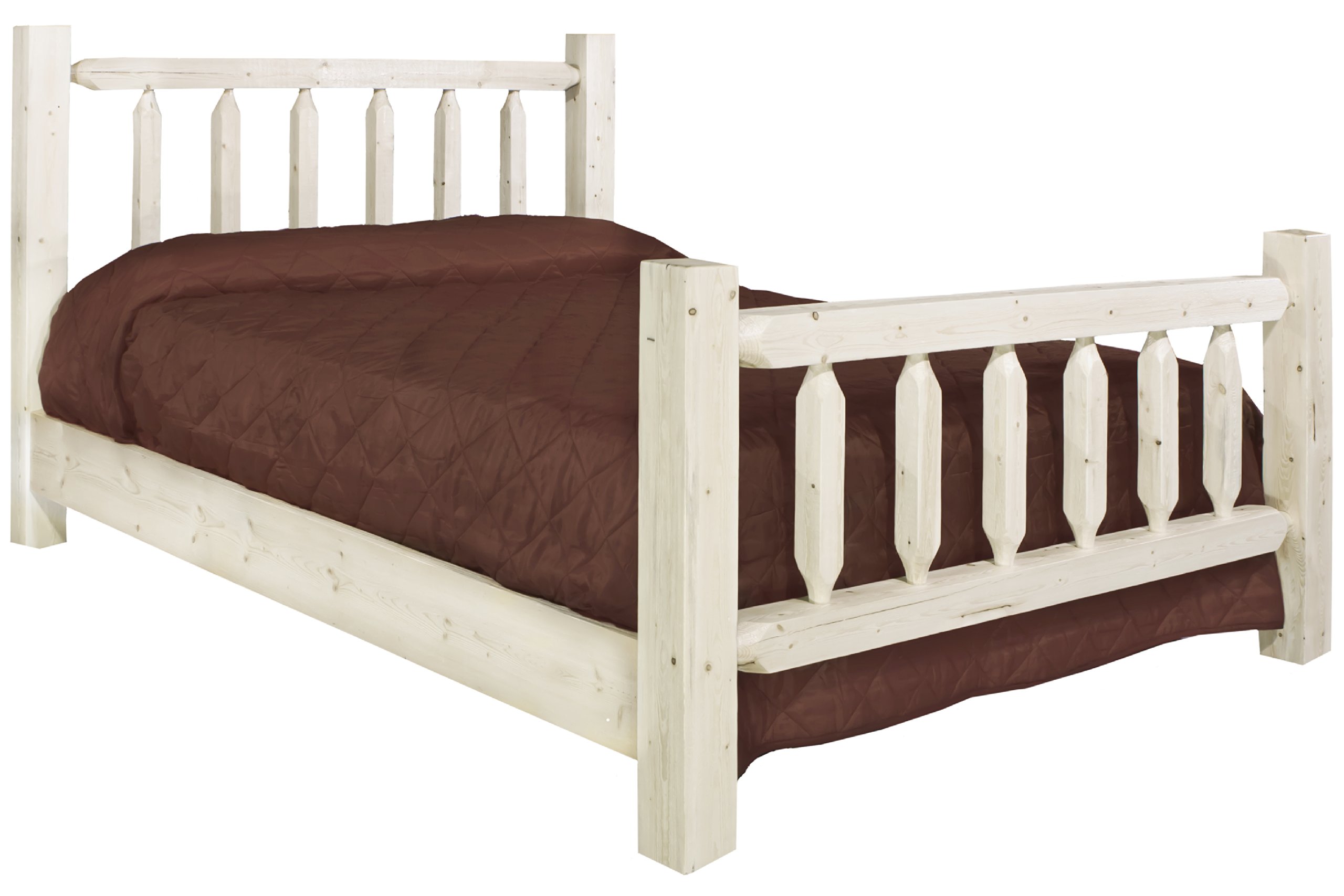 Montana Woodworks Homestead Collection King Size Bed Frame - Solid Wood, Clear Lacquer Finish - Rustic Farmhouse Bedroom Furniture for Master Suite or Guest Room