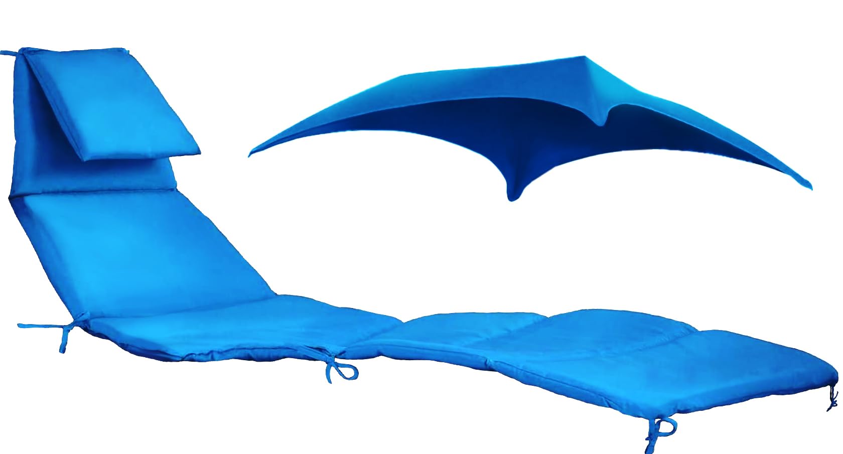 Weatherproof Replacement Cushion Pad & Umbrella Set for Outdoor Hanging Lounge Chair - Fade-Resistant, Quick-Dry, Durable Hammock Chair Accessories - Perfect for Patio, Poolside, Garden Relaxation - Blue