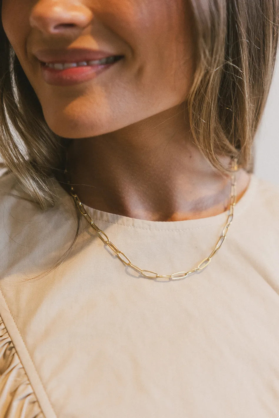 Kendra Paper Clip Chain Necklace - Trendy Gold Layered Necklace for Women, Minimalist Dainty Jewelry Gift for Her | Perfect for Everyday Wear, Office Style & Casual Outfits