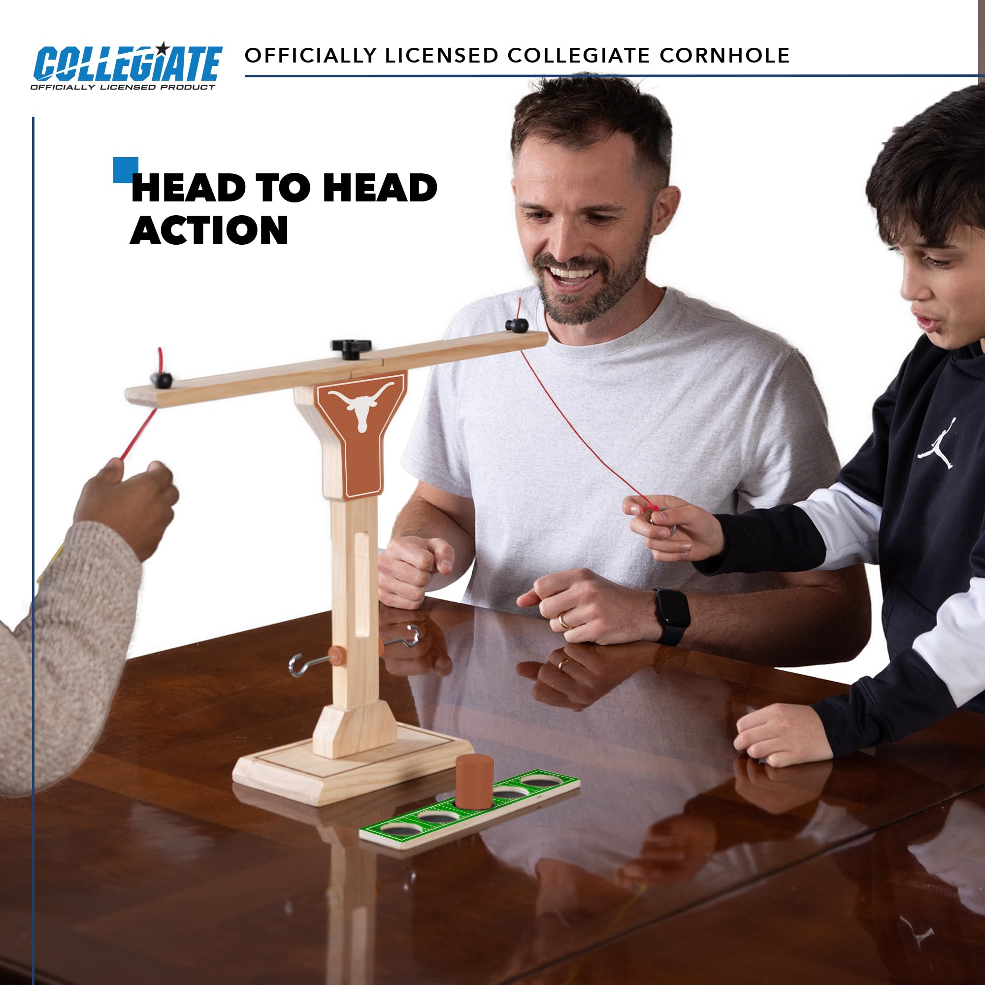 Wild Sports NCAA Wooden Ring Swing Battle Game - Head-to-Head Ring Toss Hook & Ring Set for College Football Fans | Fun Tailgate Party & Backyard Outdoor Game for Adults & Kids
