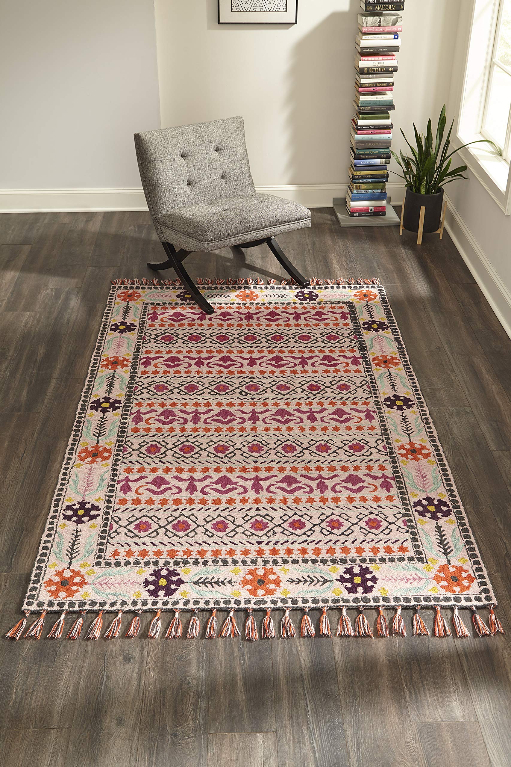 Momeni Tahoe 5' x 8' Pink Area Rug - Soft Modern Floral Design for Living Room, Bedroom & Home Decor