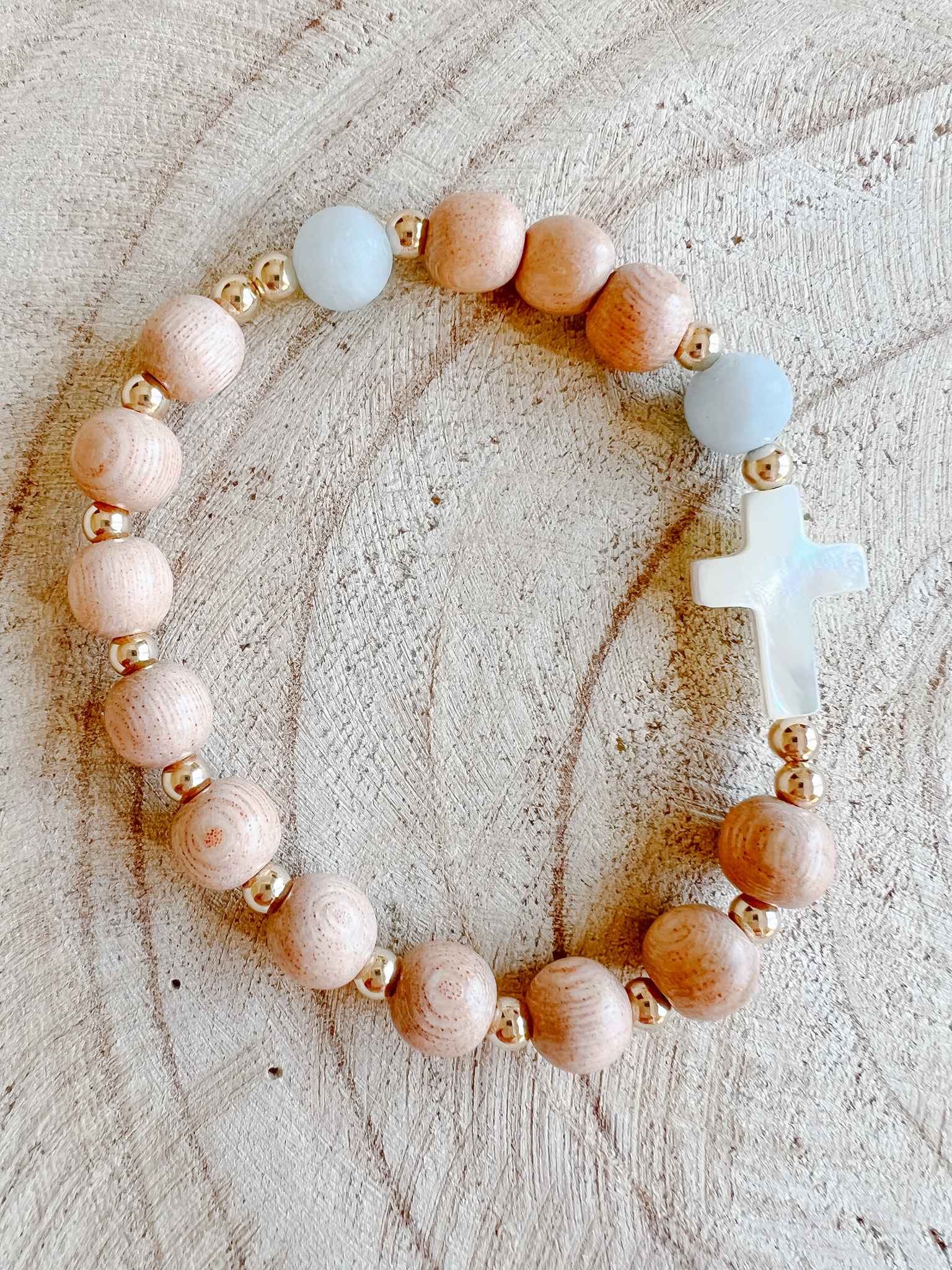 Beautiful Rosary Bracelet with Mother of Pearl Cross - Religious Jewelry for Prayer & Meditation - Perfect for Church, Daily Wear & Spiritual Gifts