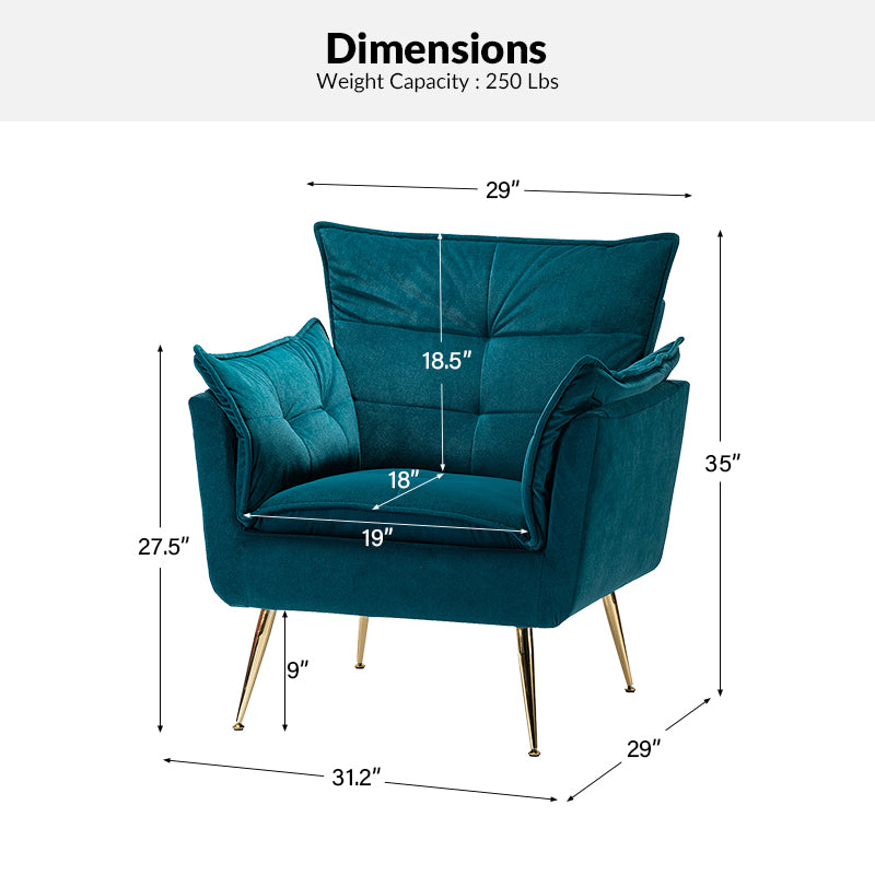 Jaxon Plush Armchair - Ultra Soft Comfortable Lounge Chair for Living Room, Bedroom, or Office - Perfect for Relaxing, Reading & Napping