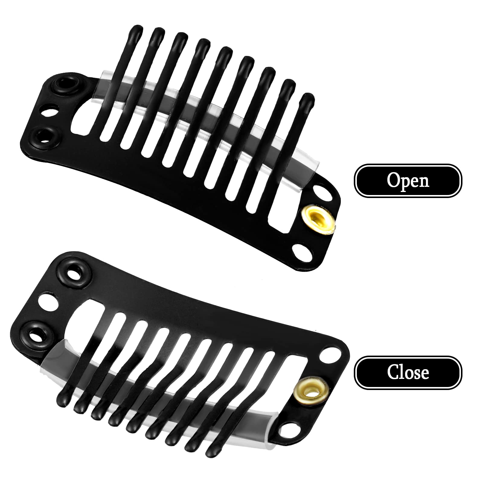 WILLBOND 30-Pack 32mm 9-Teeth Hair Extension Clips for Women - Black Hair Clips for DIY Extensions, Weaves & Styling - Perfect for Salon, Home Use & Hair Accessories
