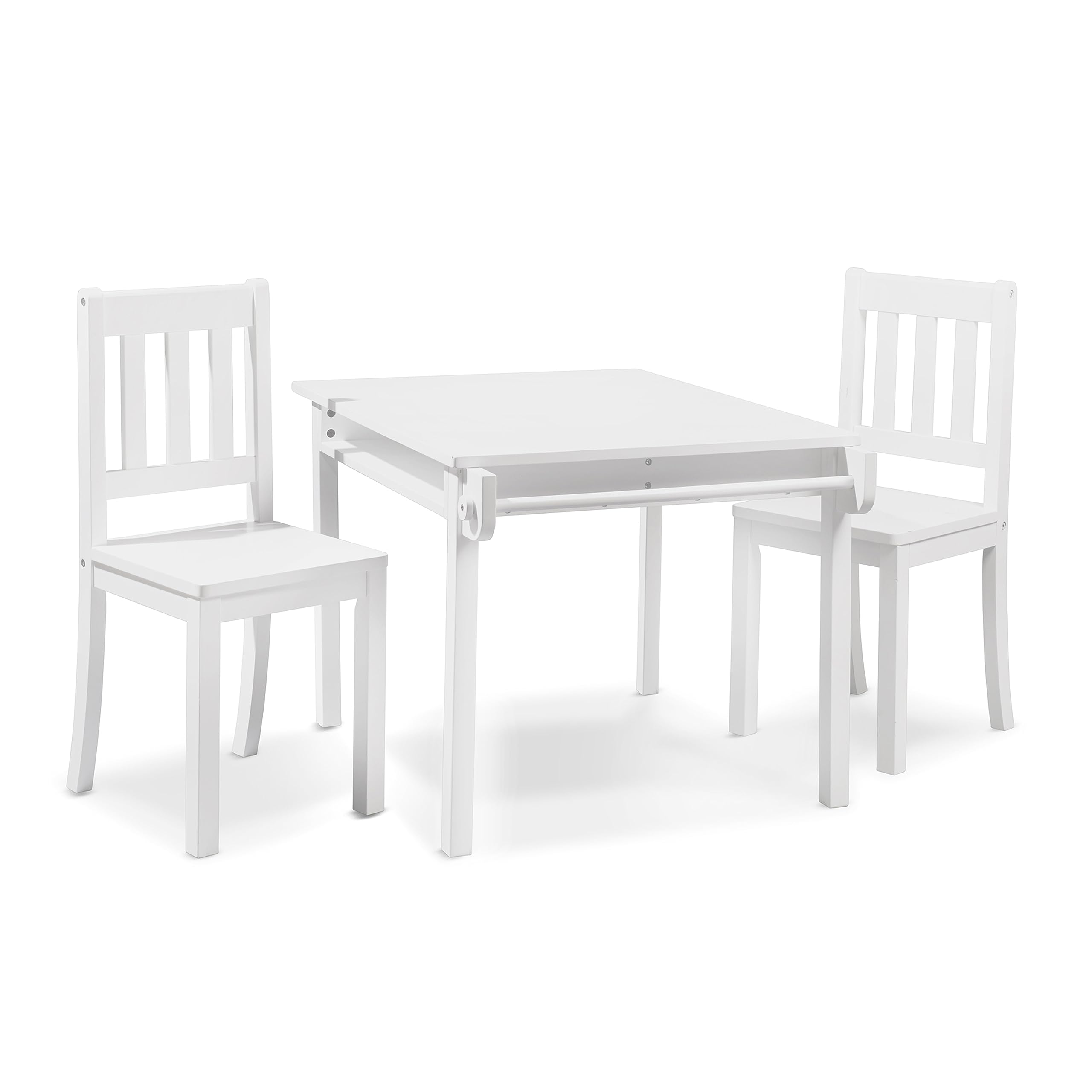Sorelle Kids Wooden Table and Chair Set (2 Chairs Included) - Imagination Table for Arts & Crafts, Snack Time, Play & Learning - White Children's Furniture Set - Perfect for Playrooms, Daycares & Home Schooling