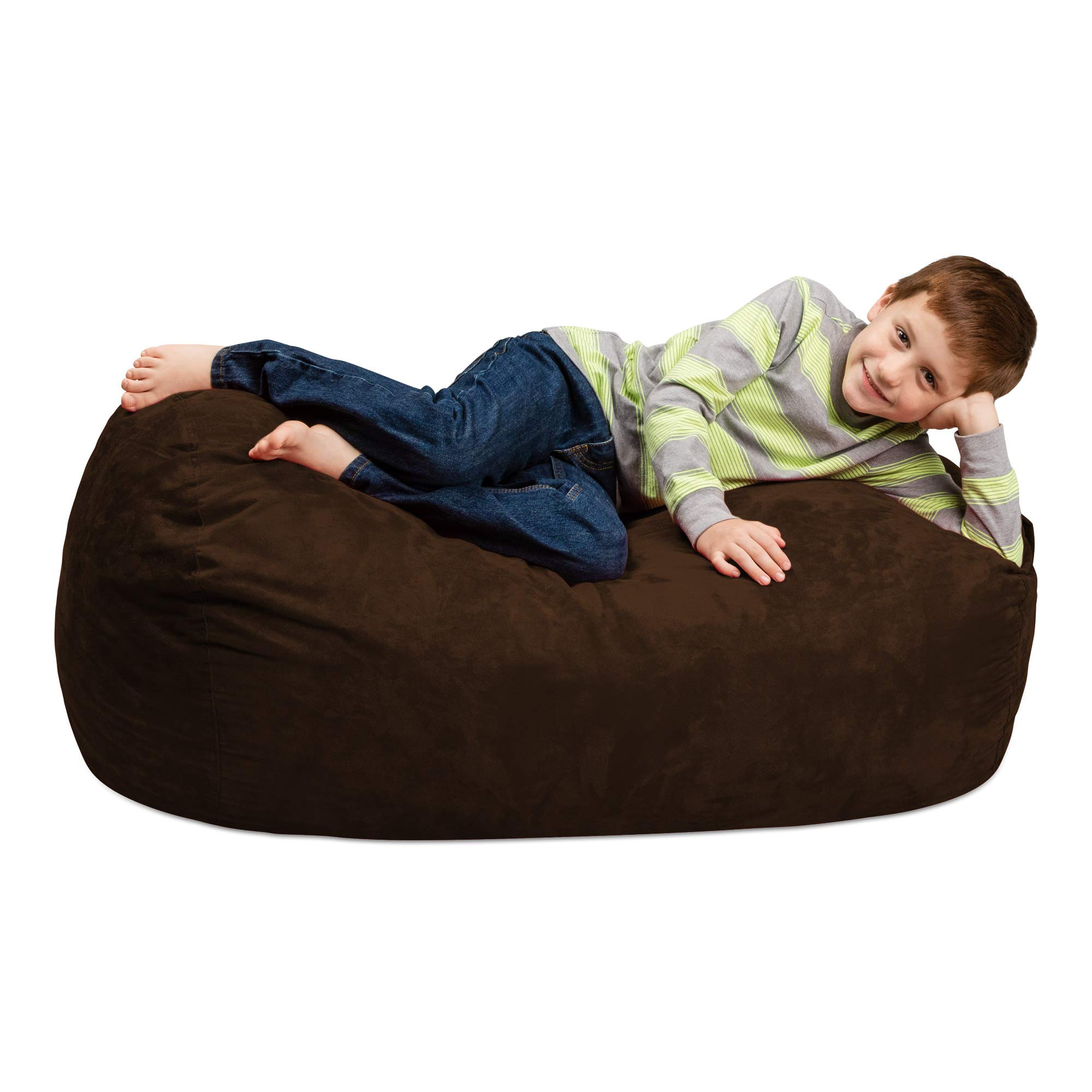 Chill Sack 4' Memory Foam Bean Bag Chair - Oversized Lounger with Soft Microfiber Cover (Chocolate) for Living Room, Game Room & Dorm Comfort