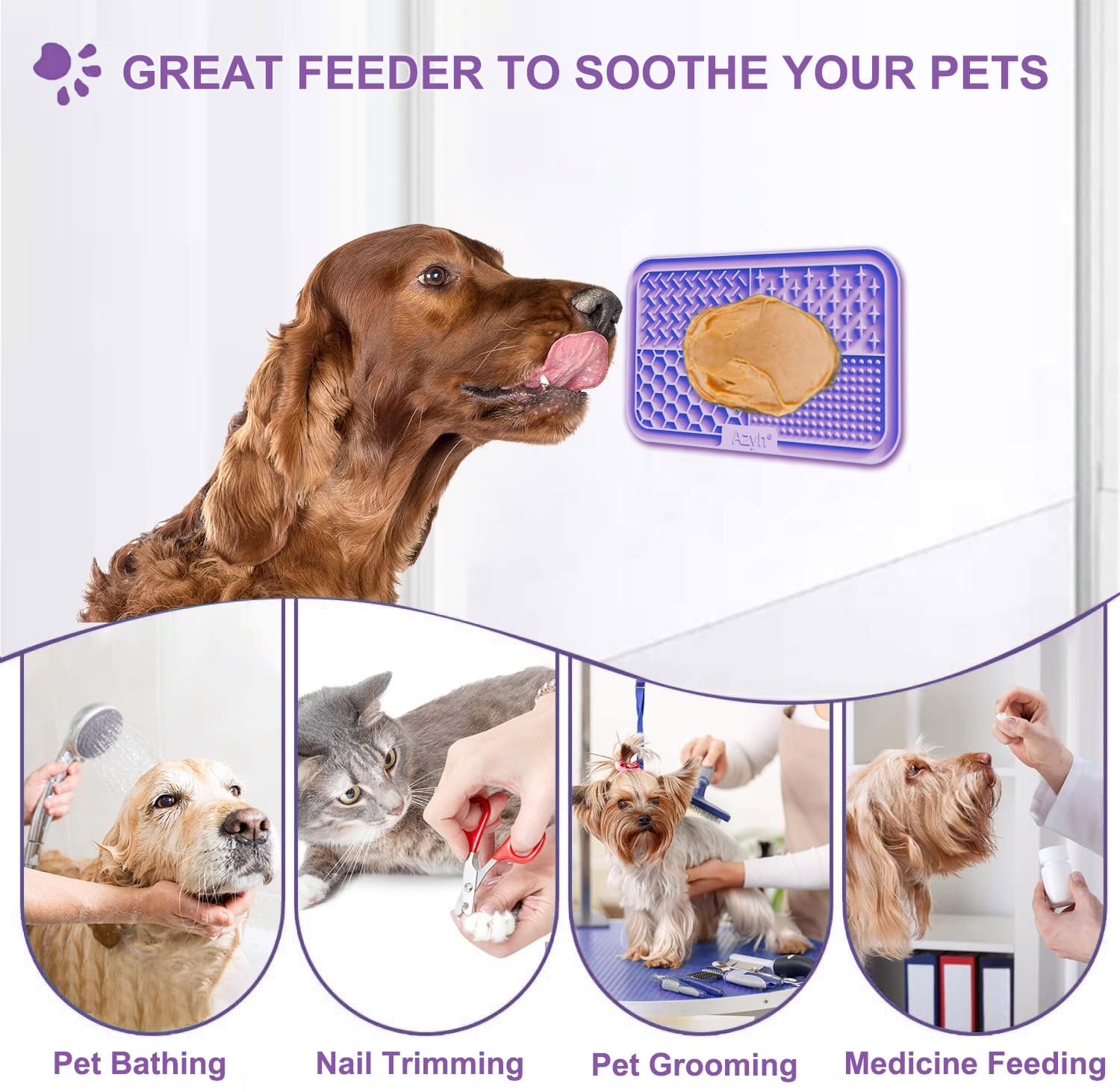 2 Pack Slow Feeder Licking Mat for Dogs & Cats - Large Pet Anxiety Relief Toy for Butter, Yogurt & Peanut Butter - Perfect for Bathing, Grooming & Training (9.9