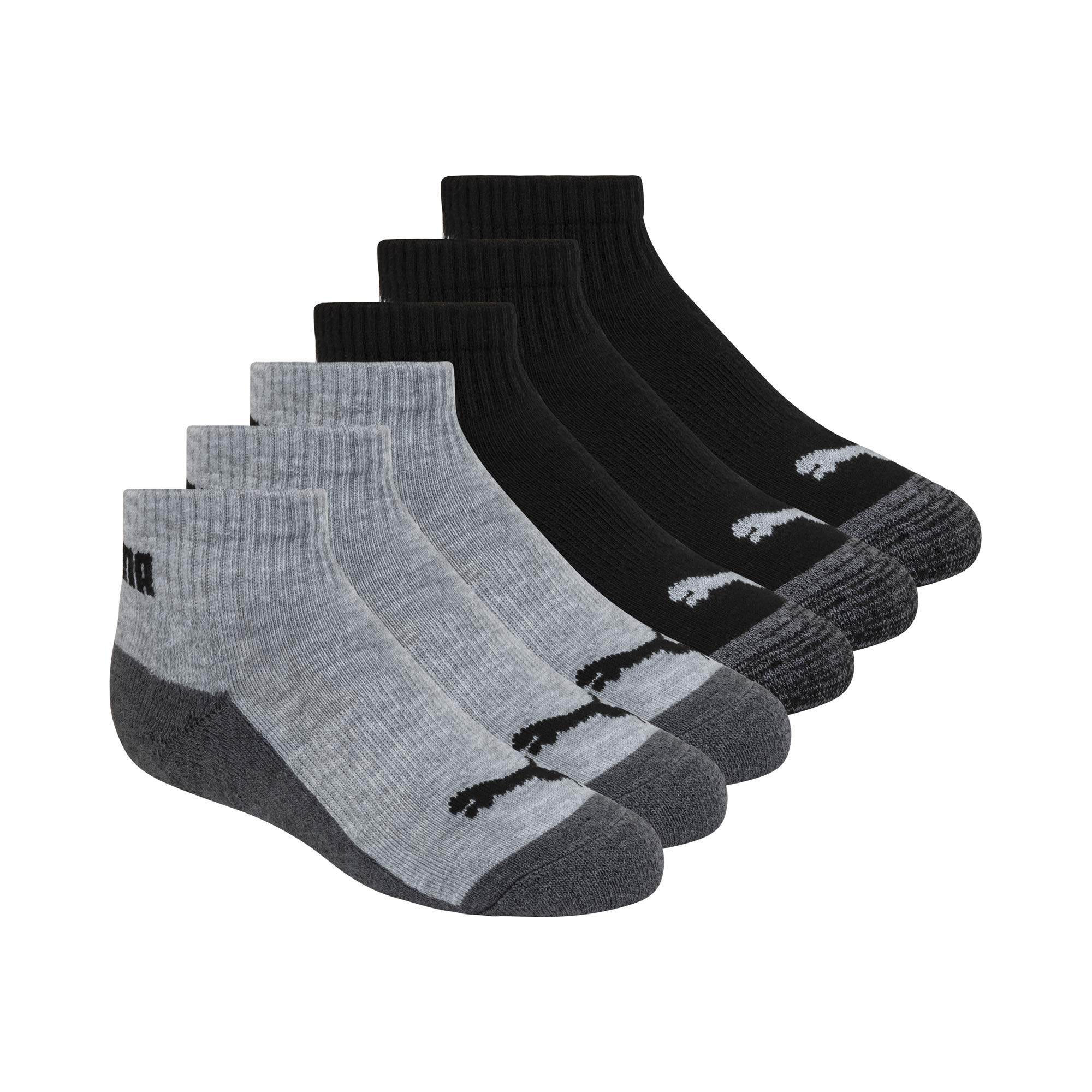 PUMA Boys 6-Pack Quarter Crew Socks - Athletic & Casual Socks for Kids - Perfect for School, Sports & Everyday Wear